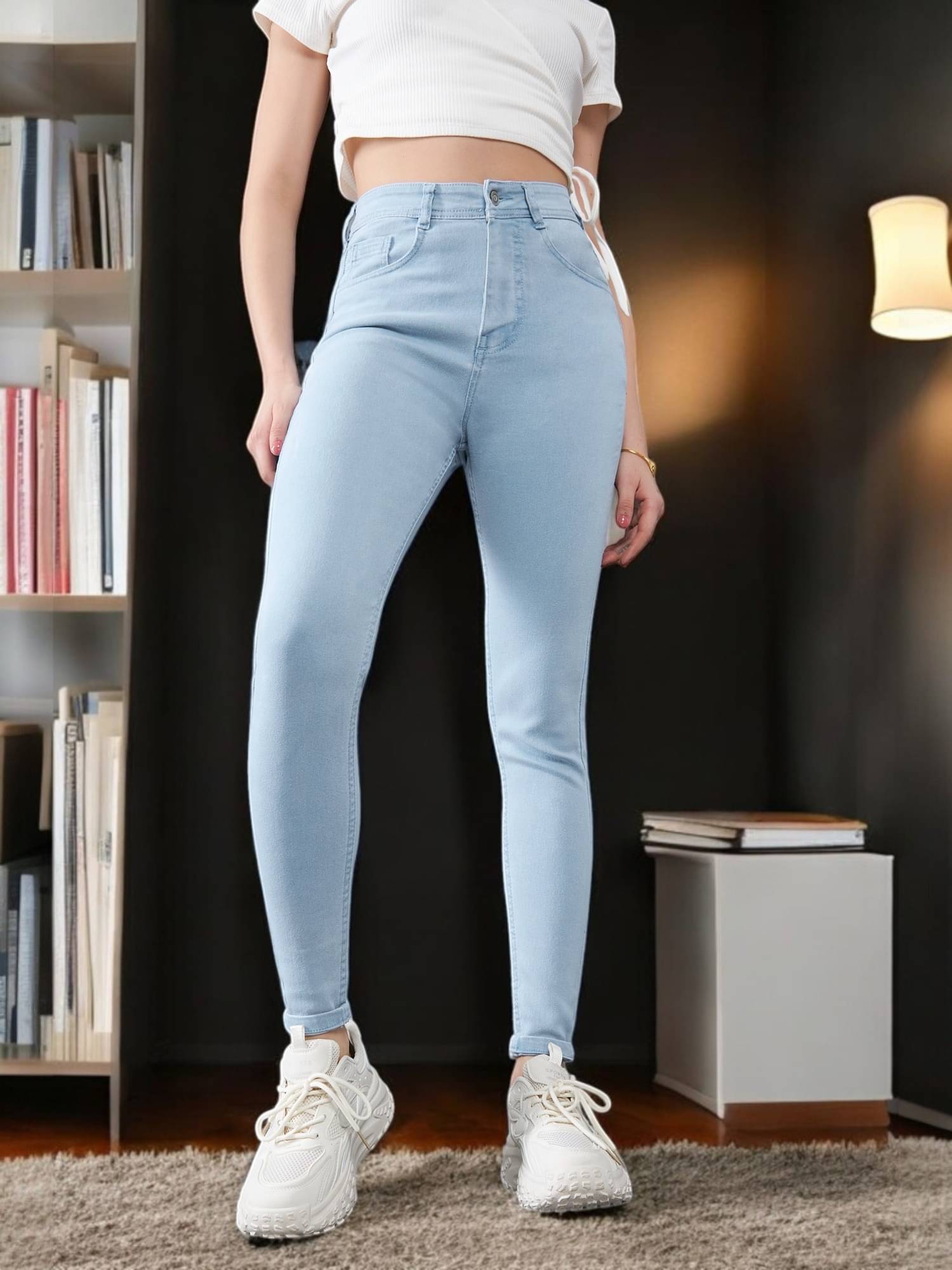     			Dolce Crudo Women's Skinny Fit High-Rise Jeans ( Light Blue )