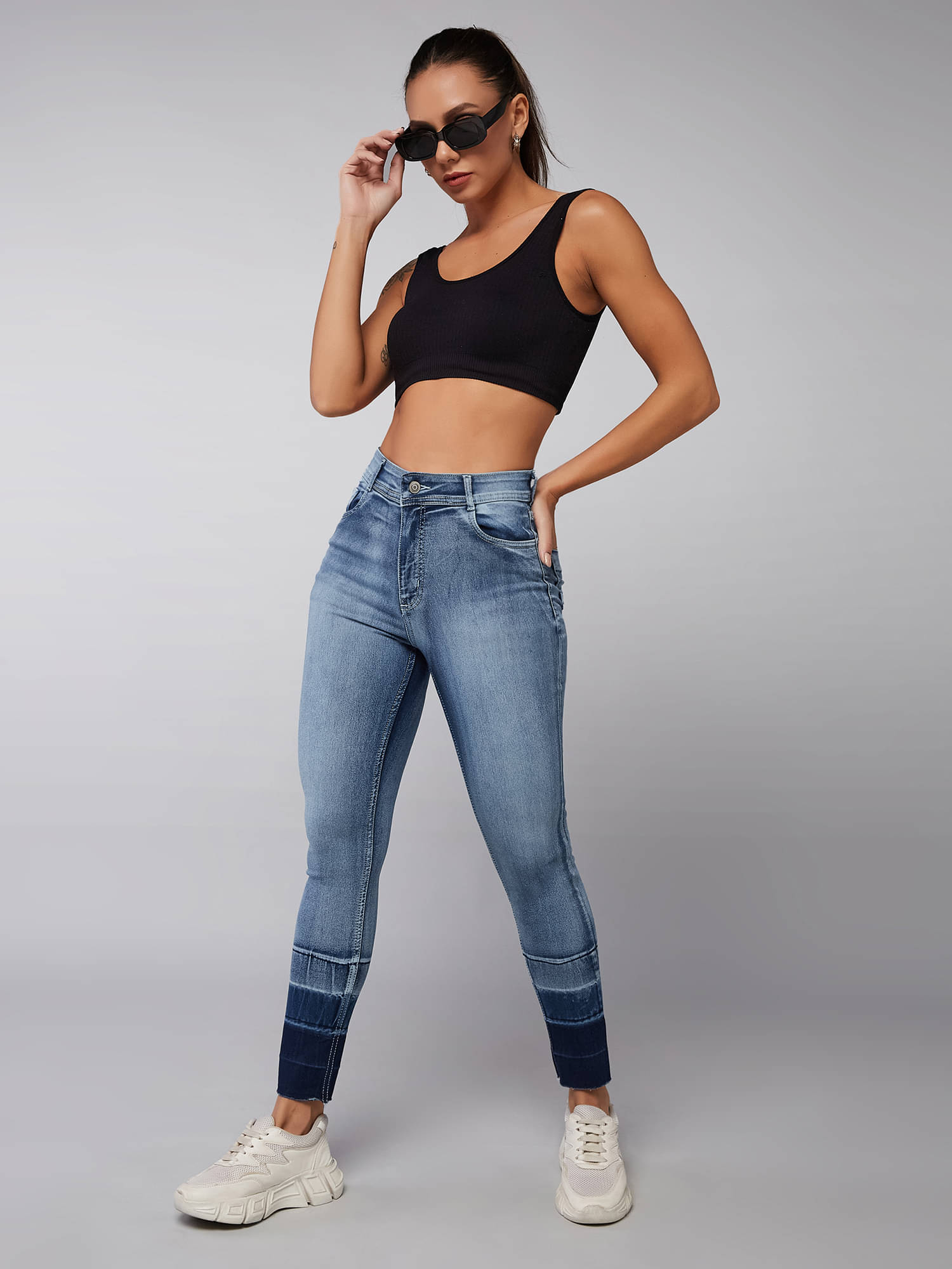    			Dolce Crudo Women's Skinny Fit High-Rise Jeans ( Blue )