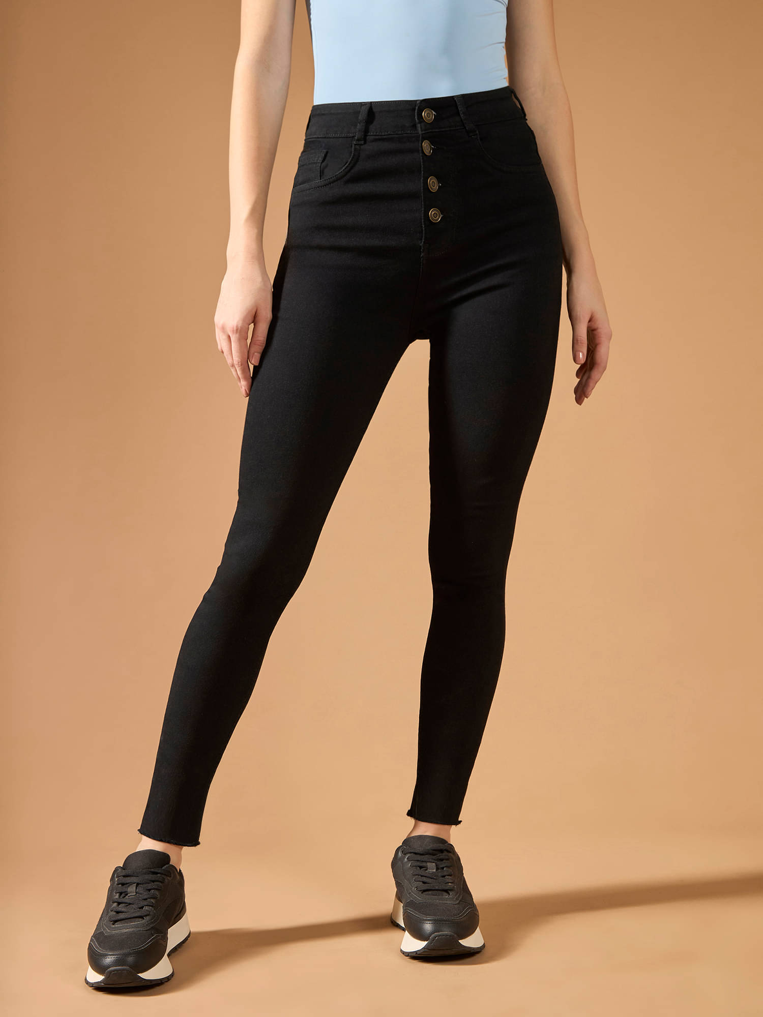     			Dolce Crudo Women's Skinny Fit High-Rise Jeans ( Black )