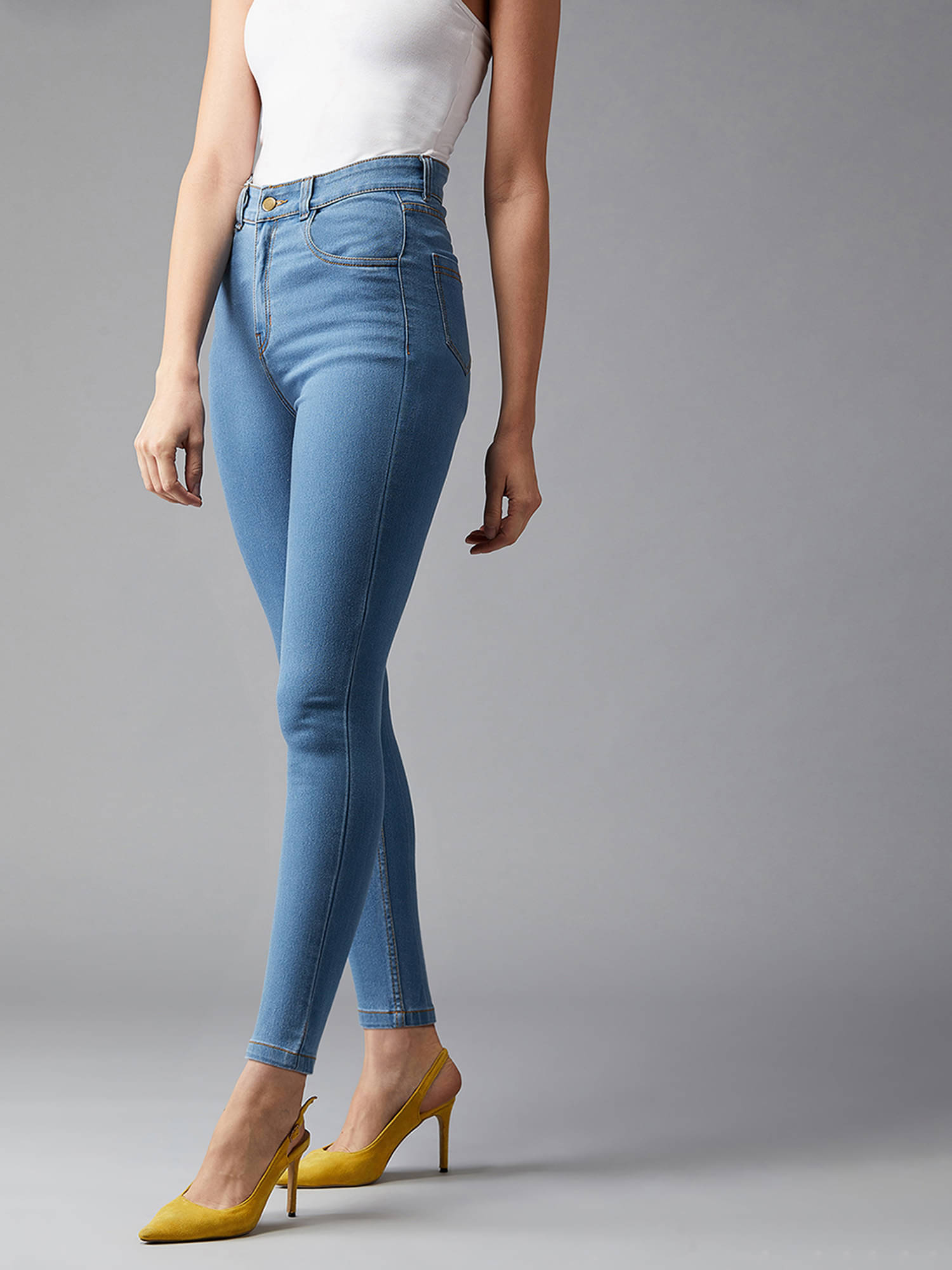     			Dolce Crudo Women's Skinny Fit High-Rise Jeans ( Blue )