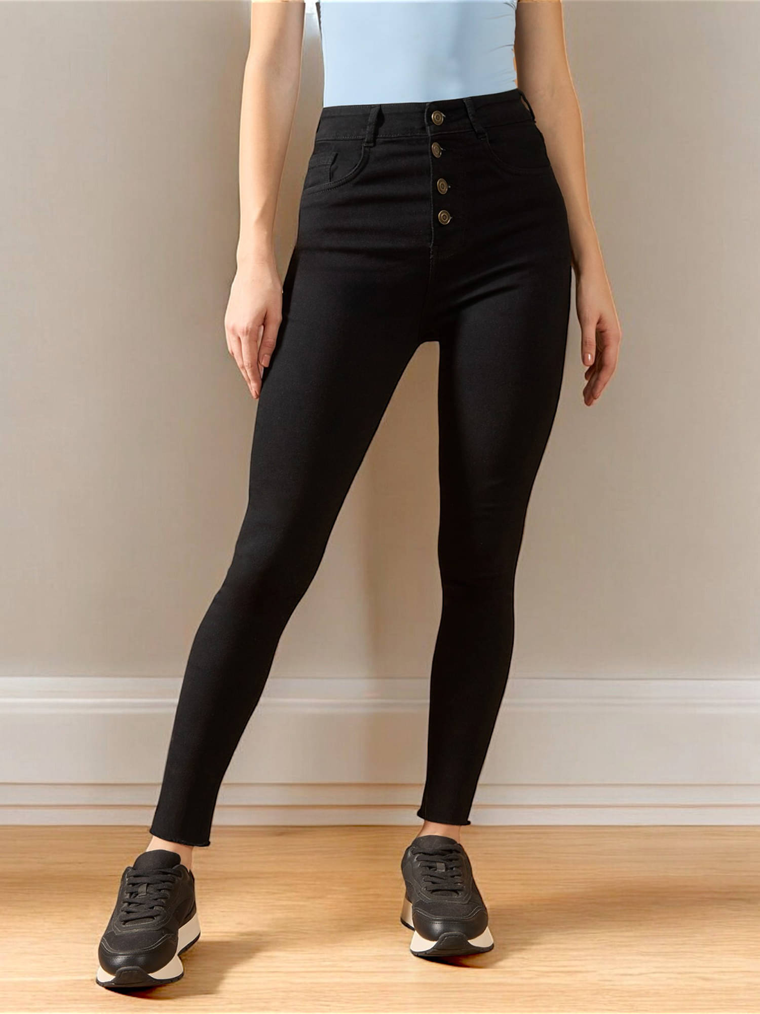     			Dolce Crudo Women's Skinny Fit High-Rise Jeans ( Black )