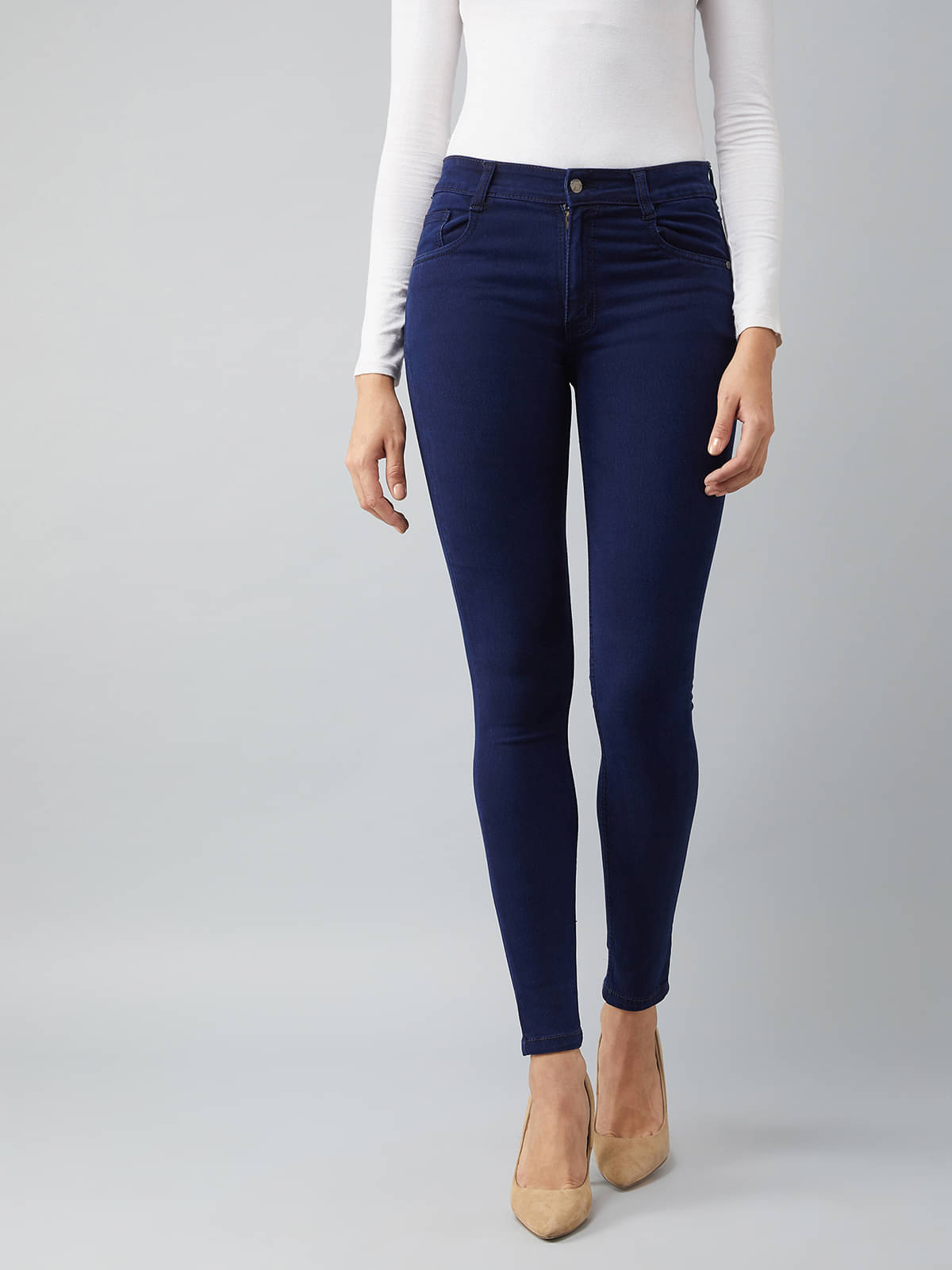     			Dolce Crudo Women's Skinny Fit Mid-Rise Jeans ( Navy Blue )