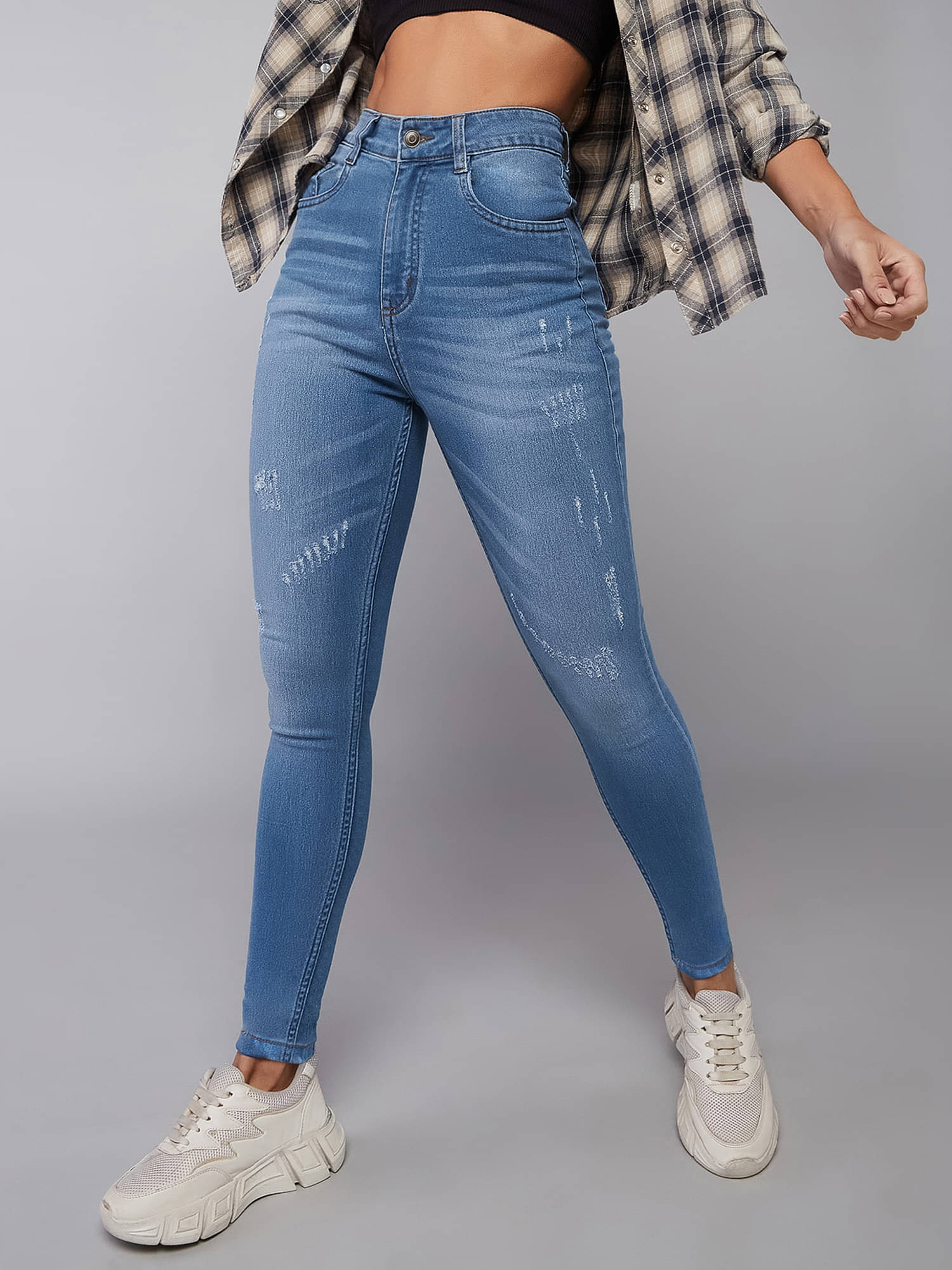     			Dolce Crudo Women's Skinny Fit High-Rise Jeans ( Blue )