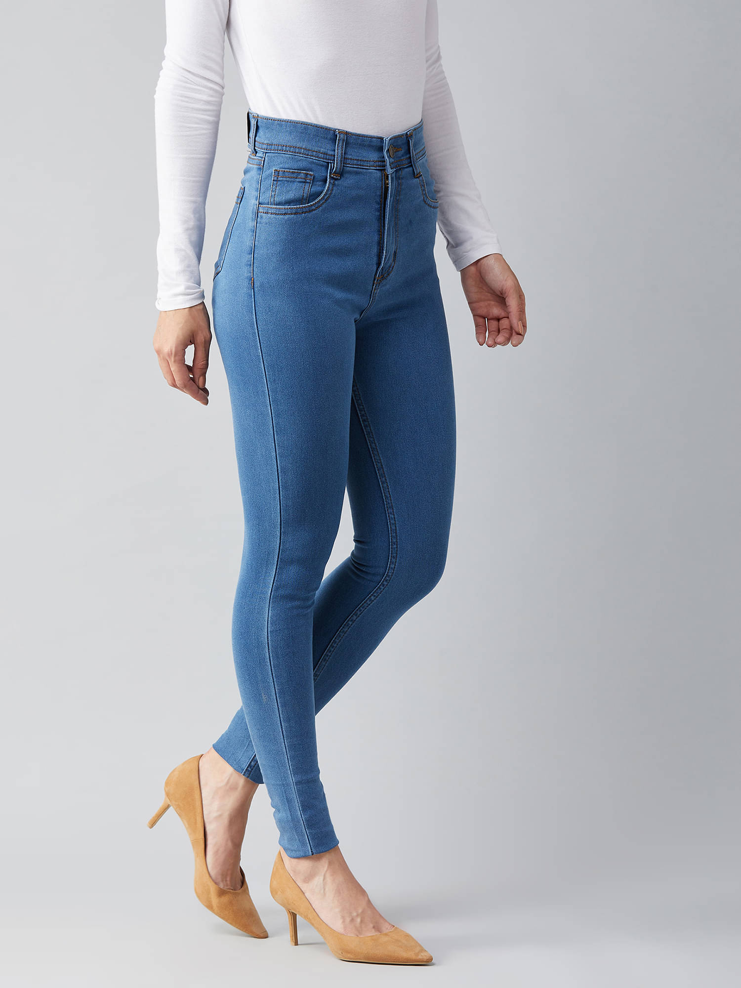     			Dolce Crudo Women's Skinny Fit High-Rise Jeans ( Light Blue )