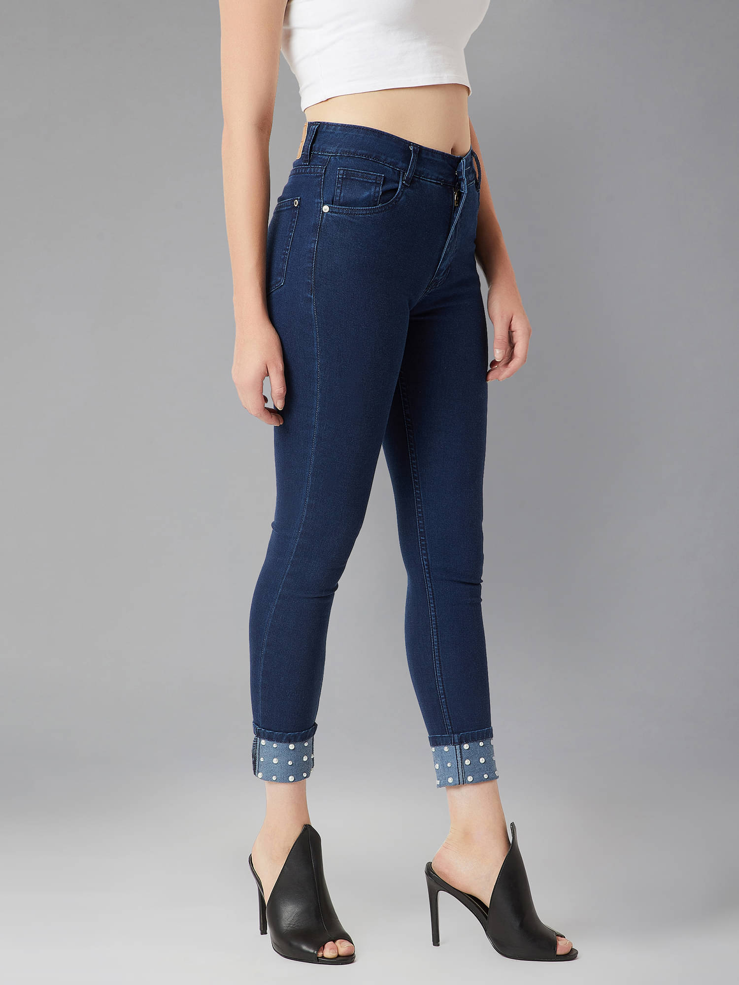     			Dolce Crudo Women's Skinny Fit High-Rise Jeans ( Navy Blue )