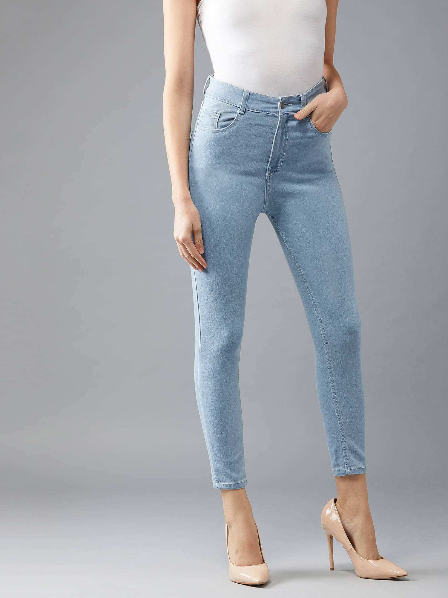     			Dolce Crudo Women's Skinny Fit High-Rise Jeans ( Blue )