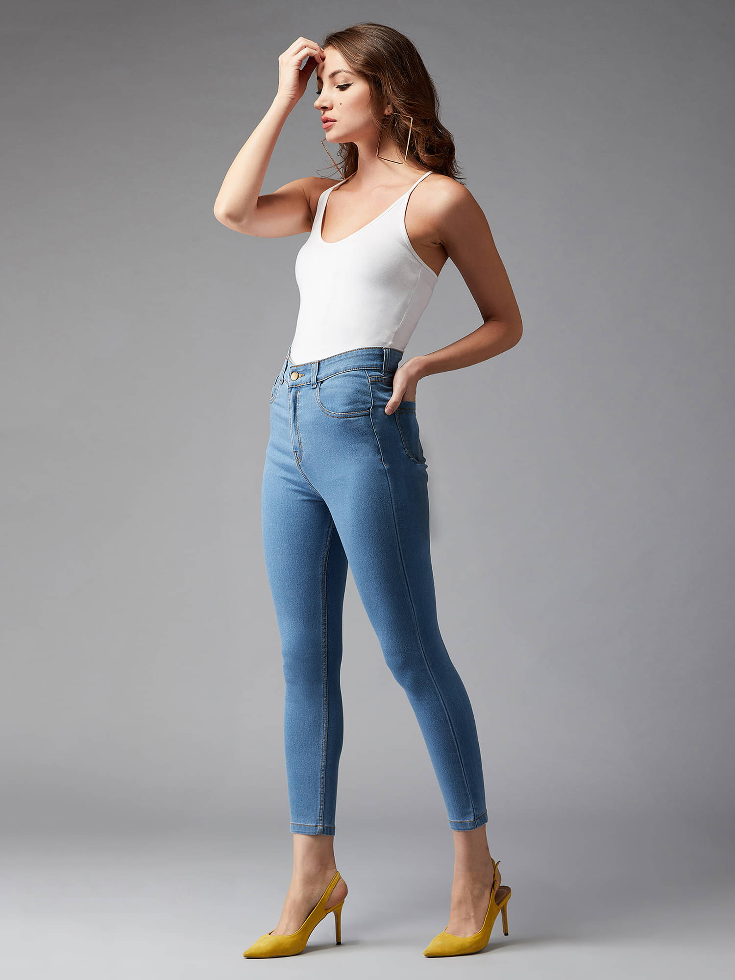     			Dolce Crudo Women's Skinny Fit High-Rise Jeans ( Blue )