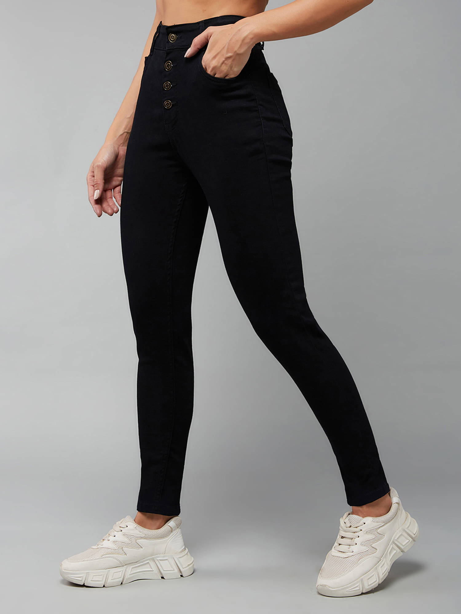    			Dolce Crudo Women's Skinny Fit High-Rise Jeans ( Black )