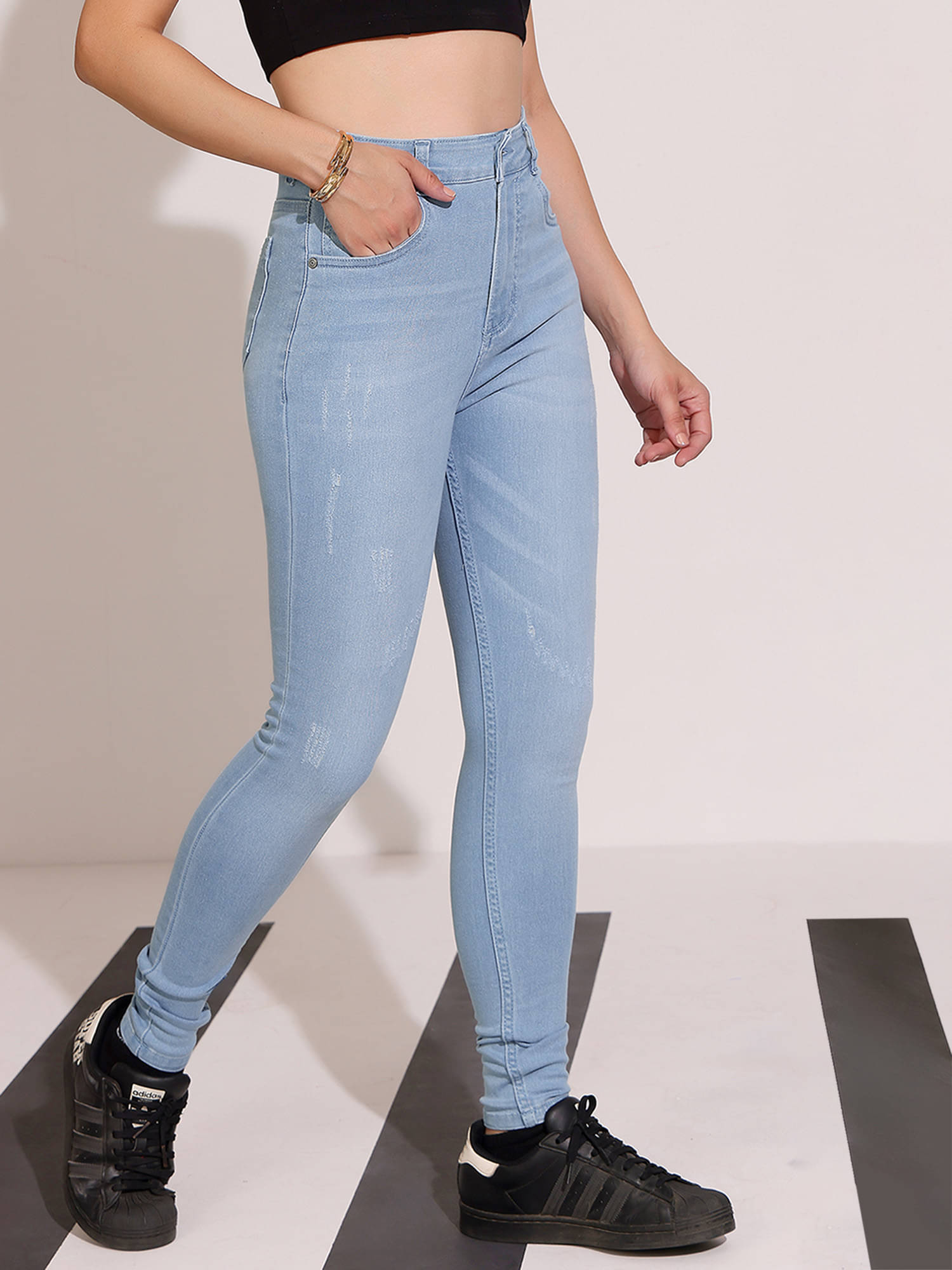     			Dolce Crudo Women's Skinny Fit High-Rise Jeans ( Blue )
