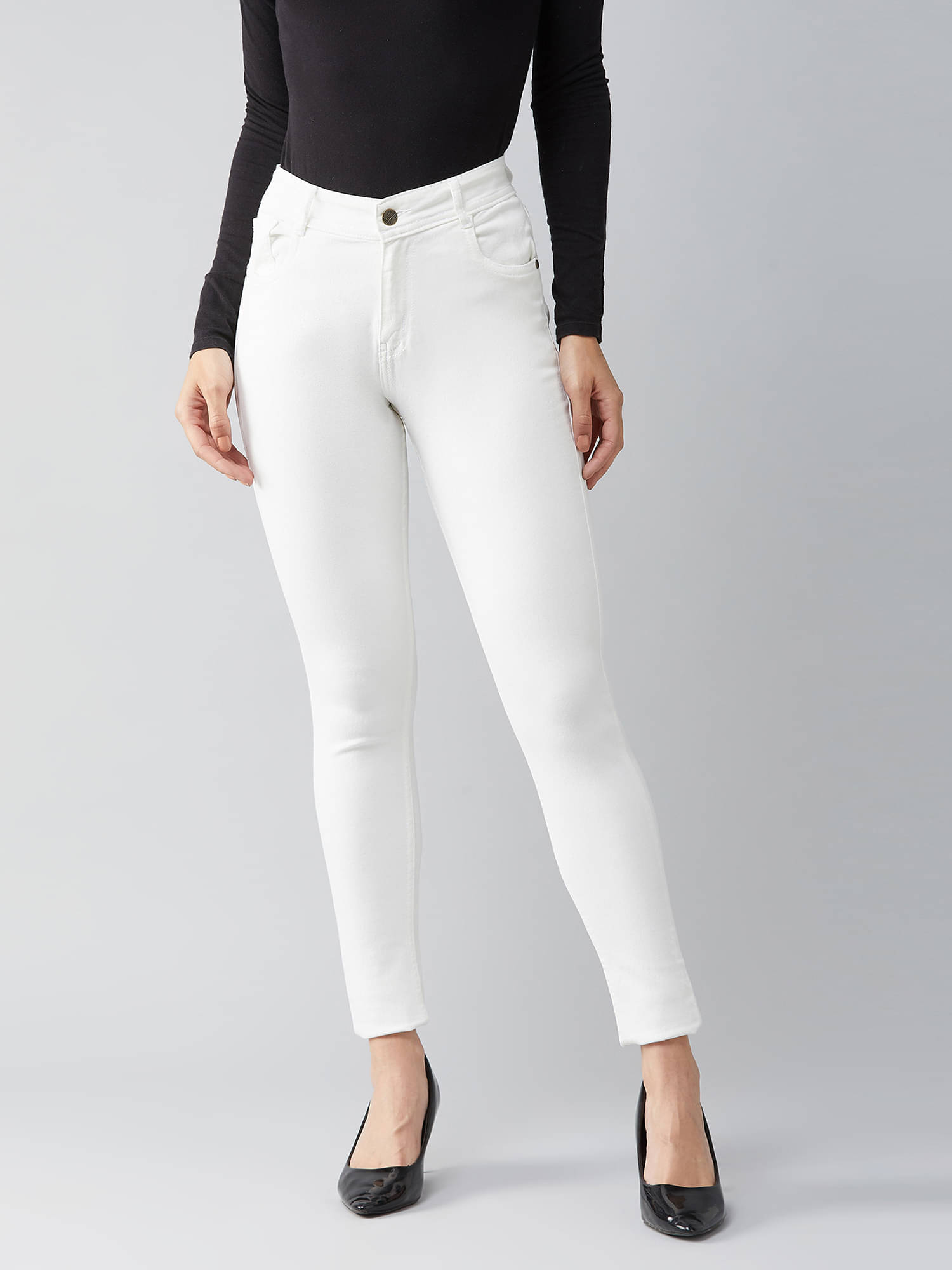     			Dolce Crudo Women's Skinny Fit High-Rise Jeans ( White )