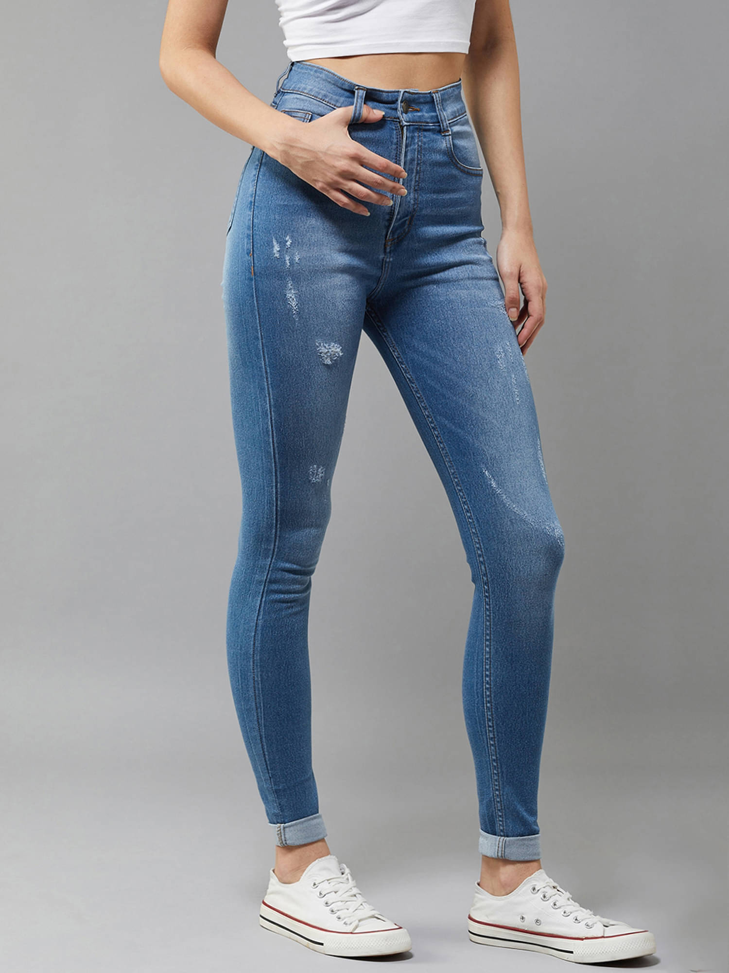     			Dolce Crudo Women's Skinny Fit High-Rise Jeans ( Blue )