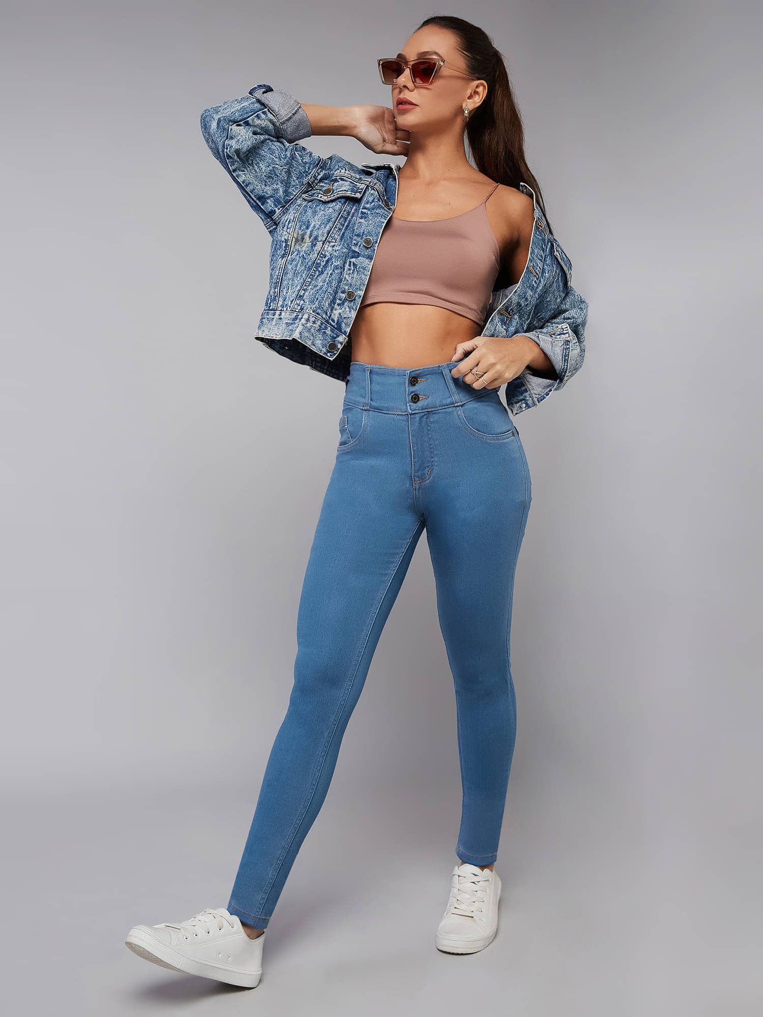     			Dolce Crudo Women's Skinny Fit High-Rise Jeans ( Blue )