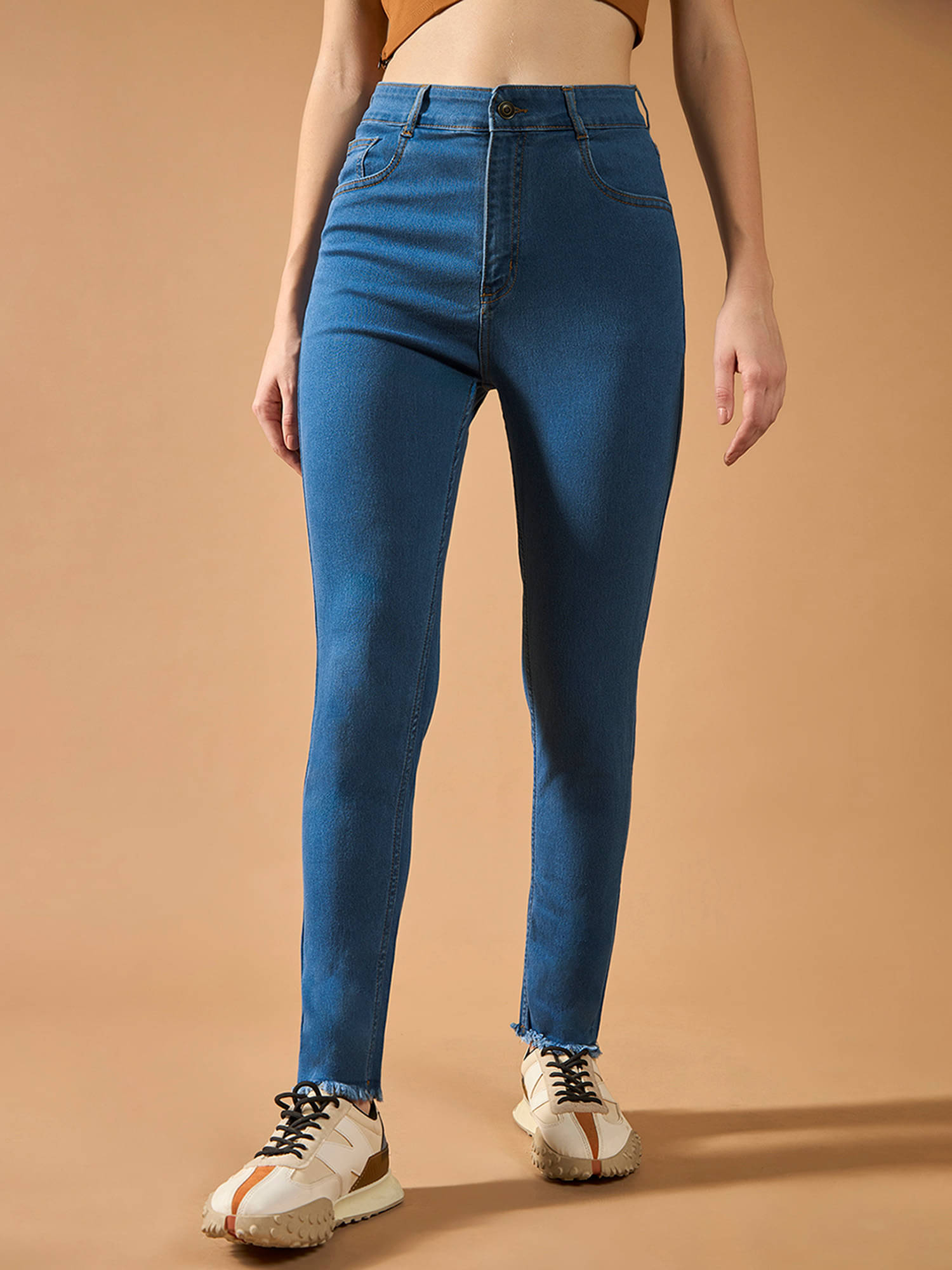     			Dolce Crudo Women's Skinny Fit High-Rise Jeans ( Blue )