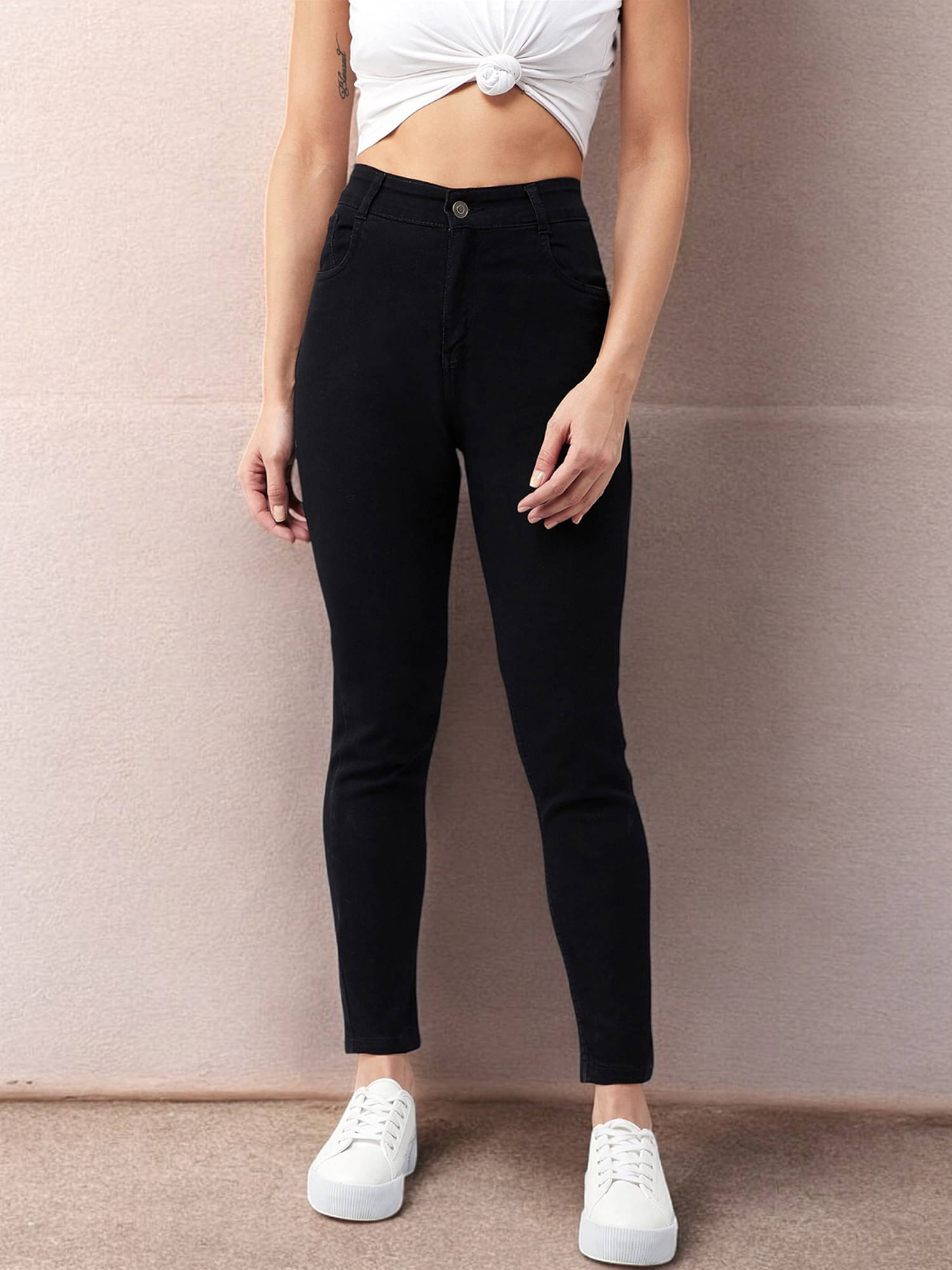     			Dolce Crudo Women's Skinny Fit High-Rise Jeans ( Black )