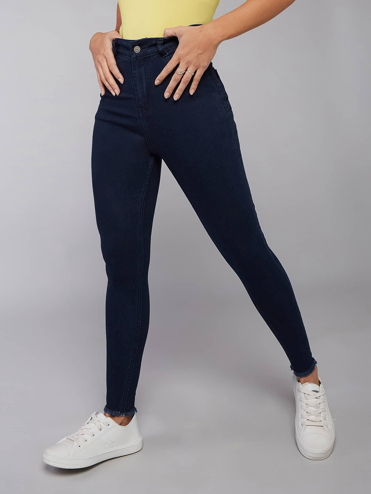     			Dolce Crudo Women's Skinny Fit High-Rise Jeans ( Navy Blue )