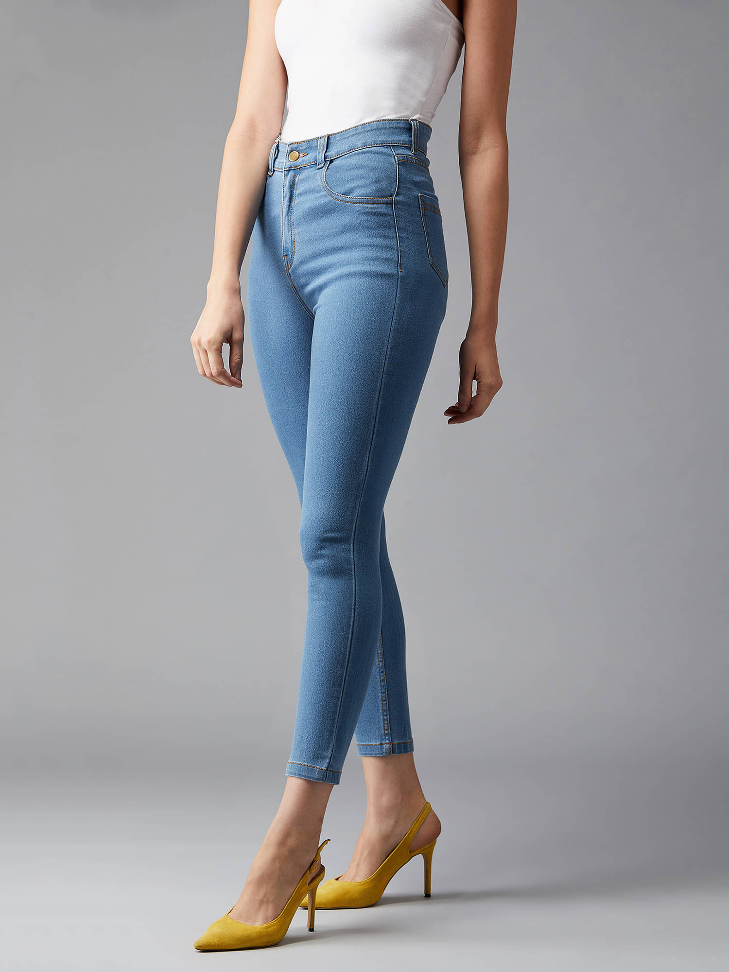     			Dolce Crudo Women's Skinny Fit High-Rise Jeans ( Blue )