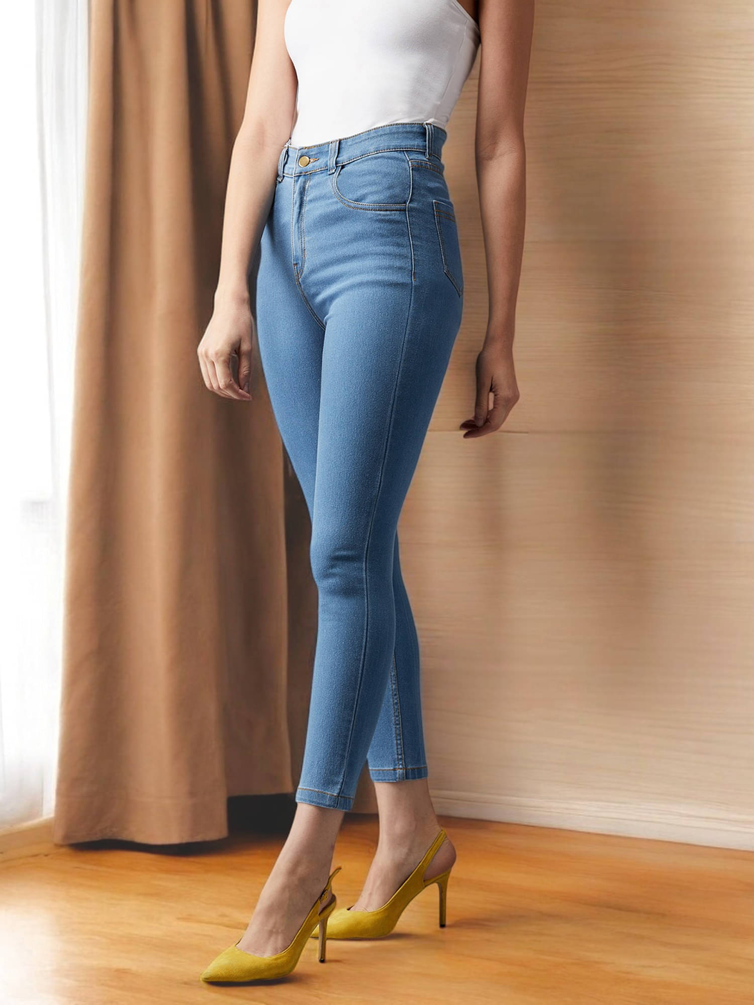     			Dolce Crudo Women's Skinny Fit High-Rise Jeans ( Blue )