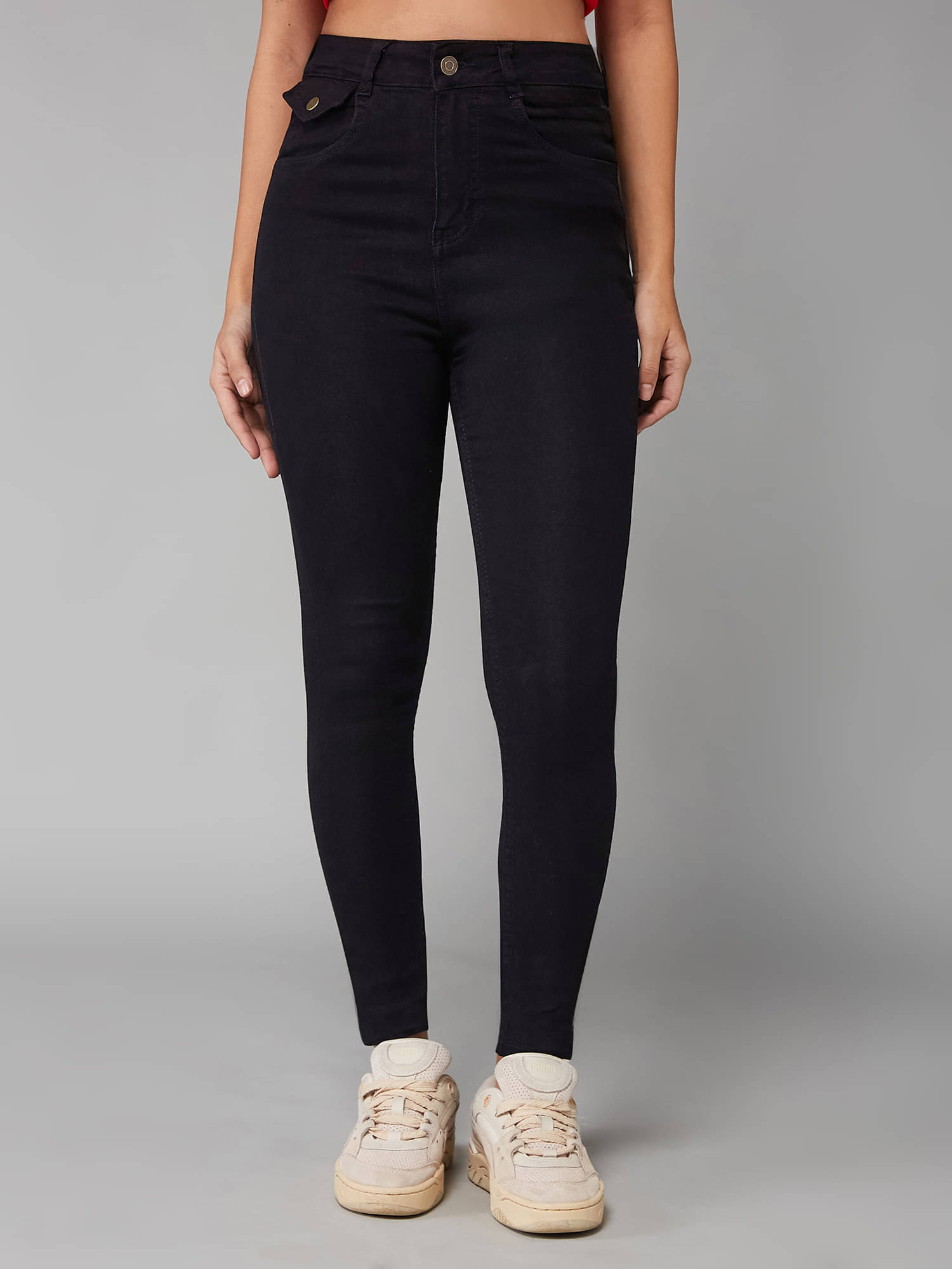     			Dolce Crudo Women's Skinny Fit High-Rise Jeans ( Black )