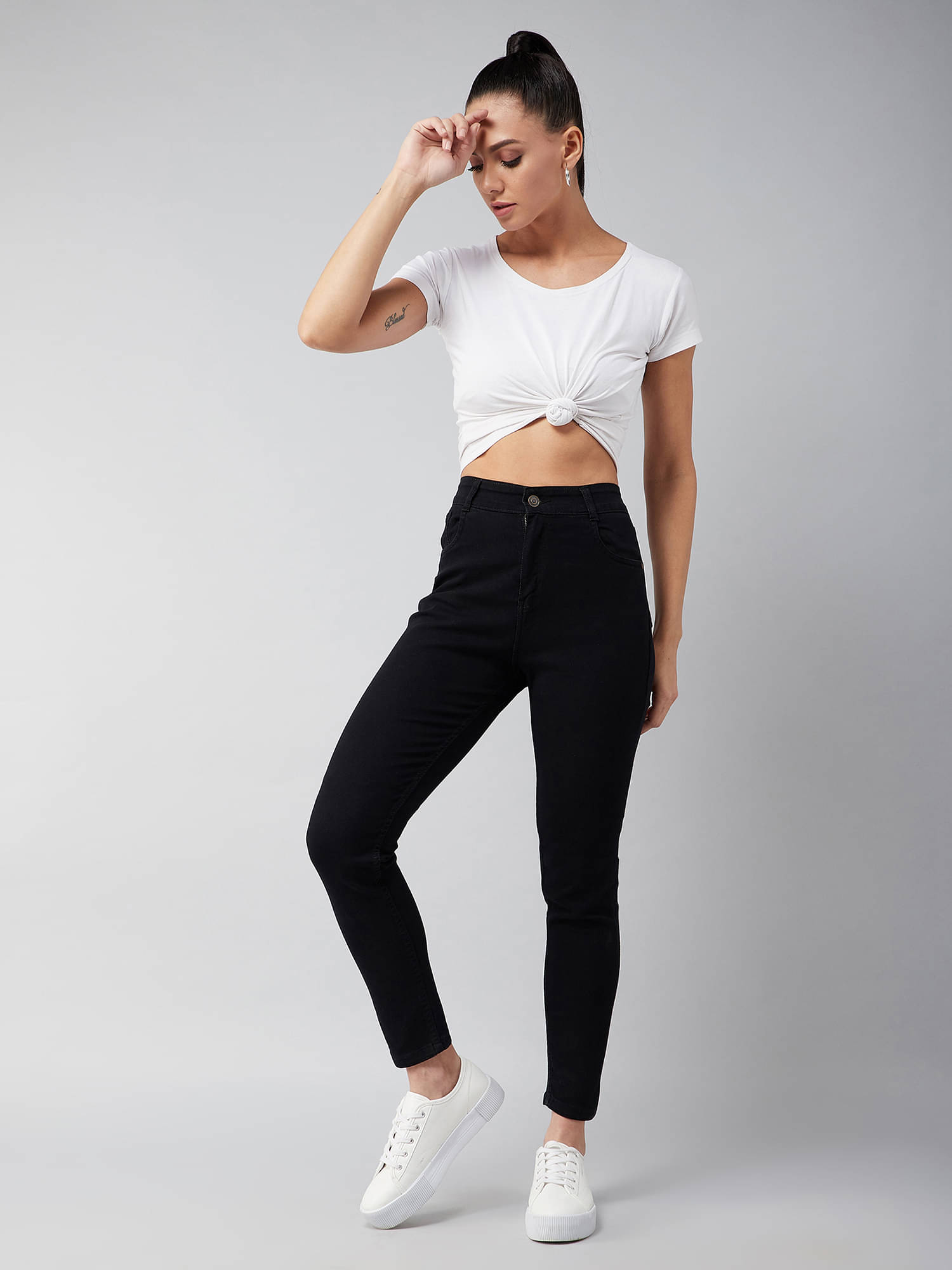    			Dolce Crudo Women's Skinny Fit High-Rise Jeans ( Black )