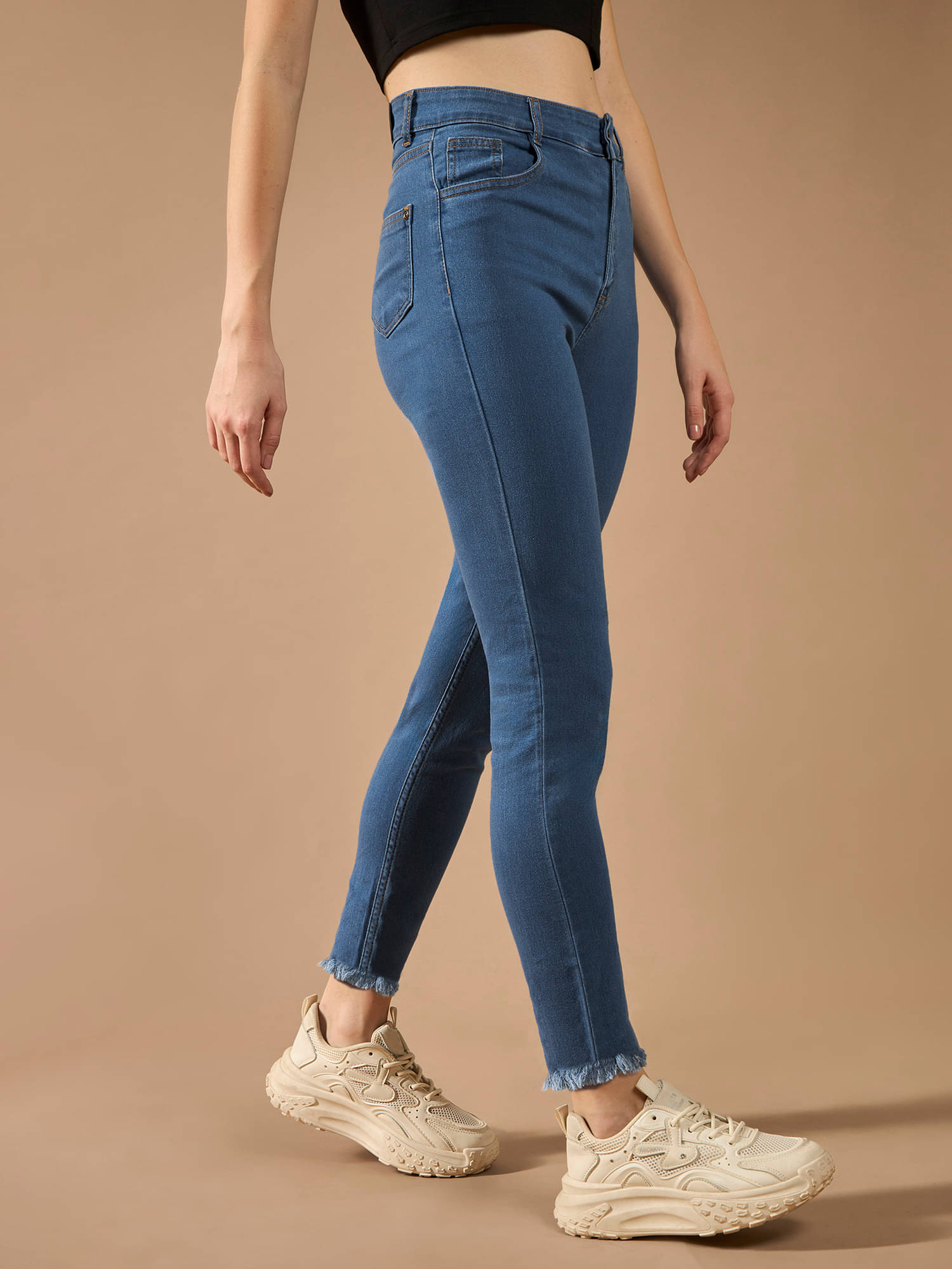     			Dolce Crudo Women's Skinny Fit High-Rise Jeans ( Blue )