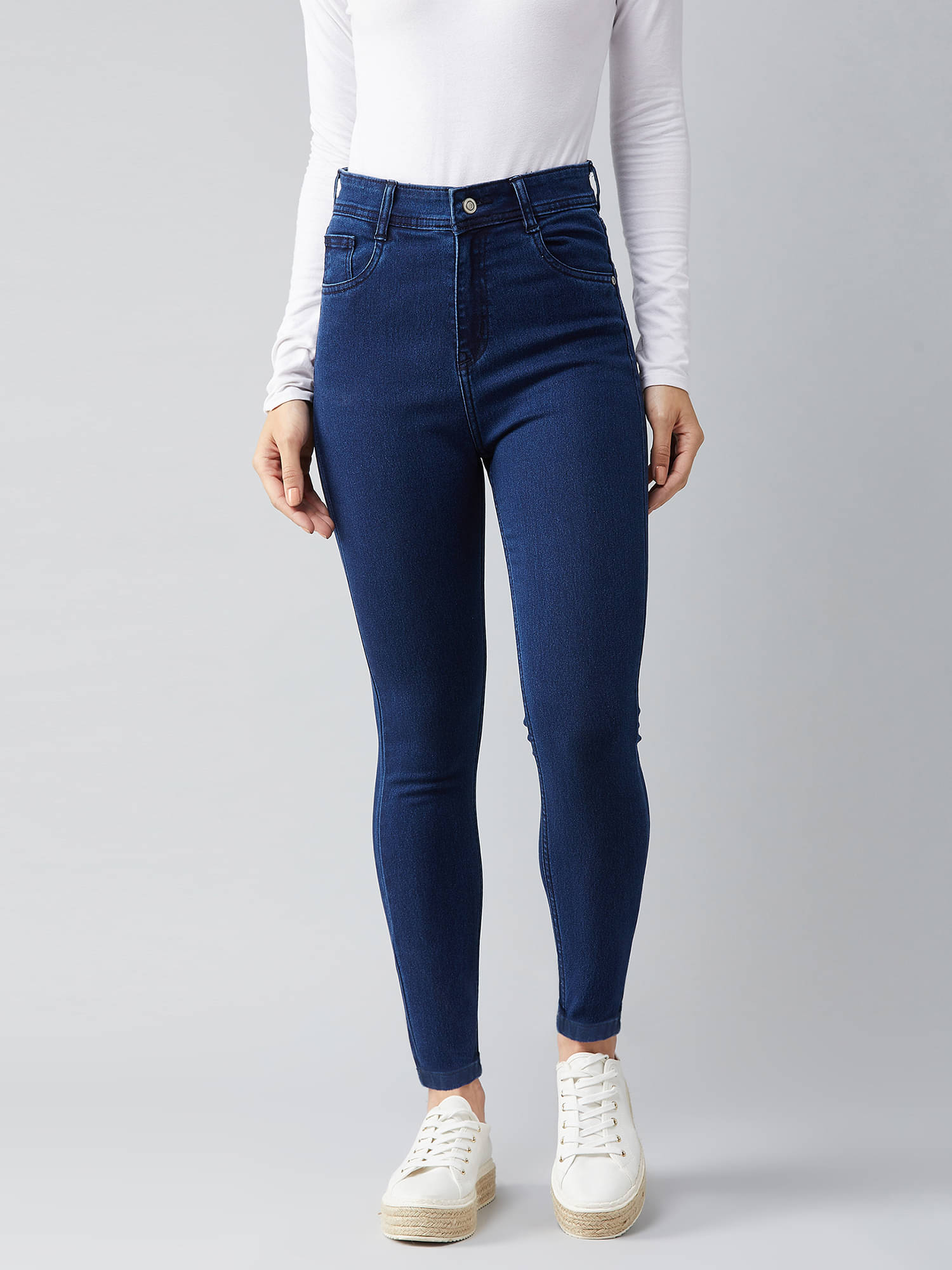     			Dolce Crudo Women's Skinny Fit High-Rise Jeans ( Navy Blue )