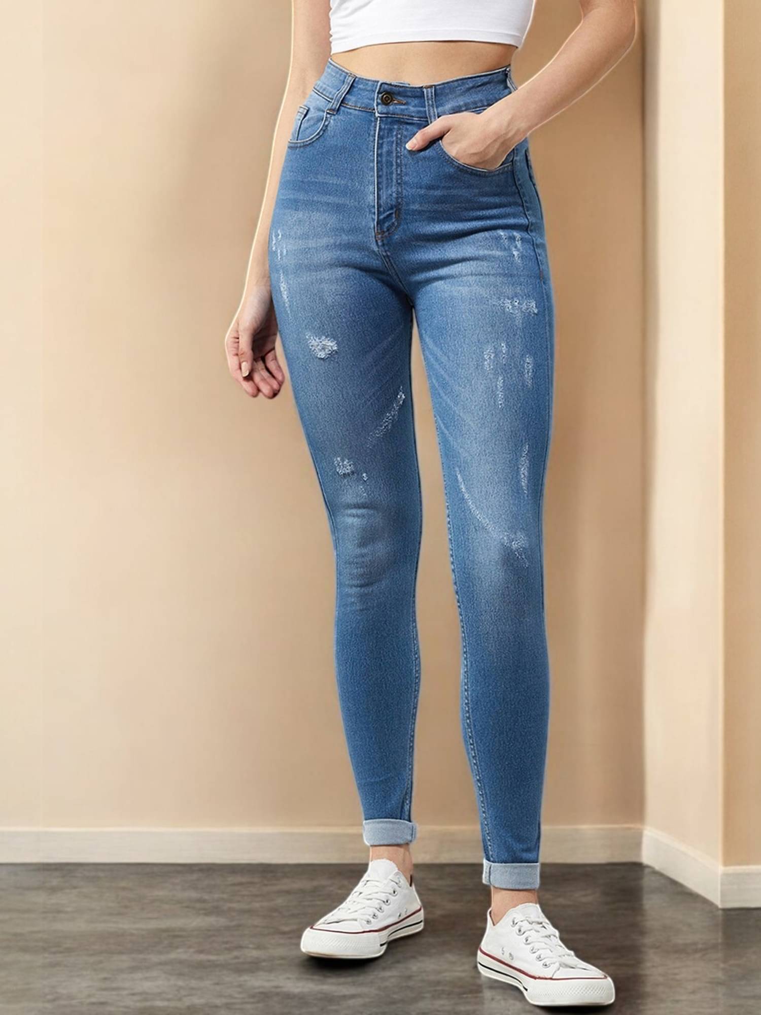     			Dolce Crudo Women's Skinny Fit High-Rise Jeans ( Blue )