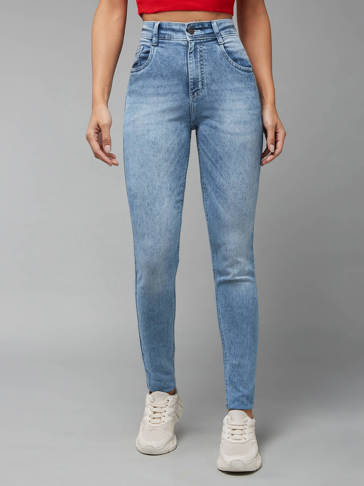     			Dolce Crudo Women's Slim Fit High-Rise Jeans ( Light Blue )