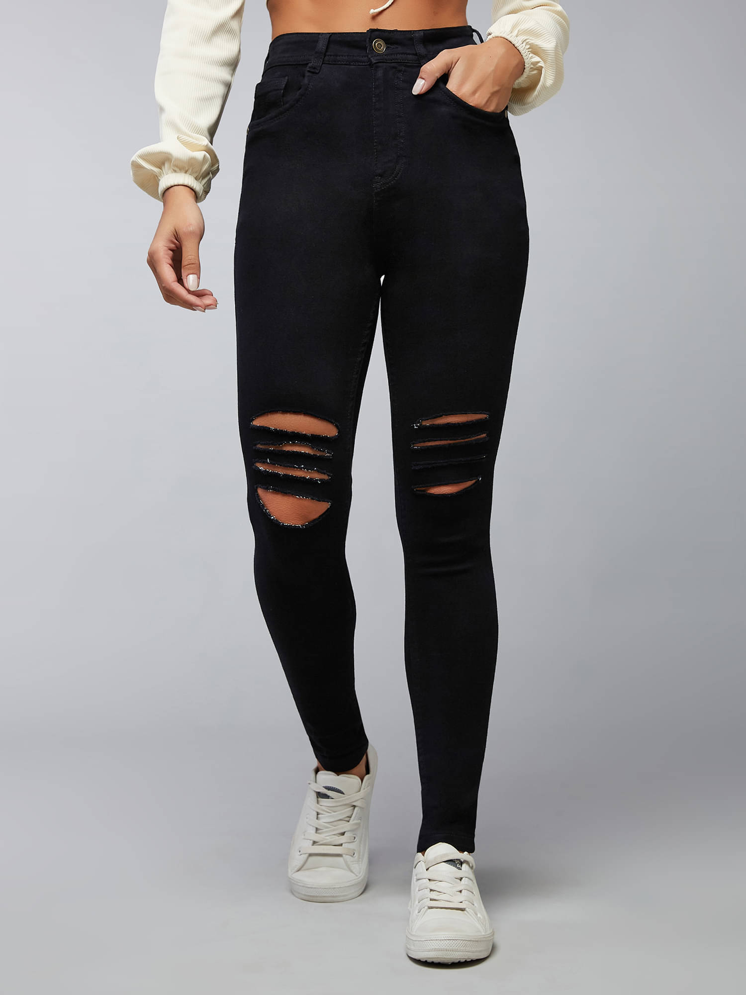     			Dolce Crudo Women's Slim Fit High-Rise Jeans ( Black )
