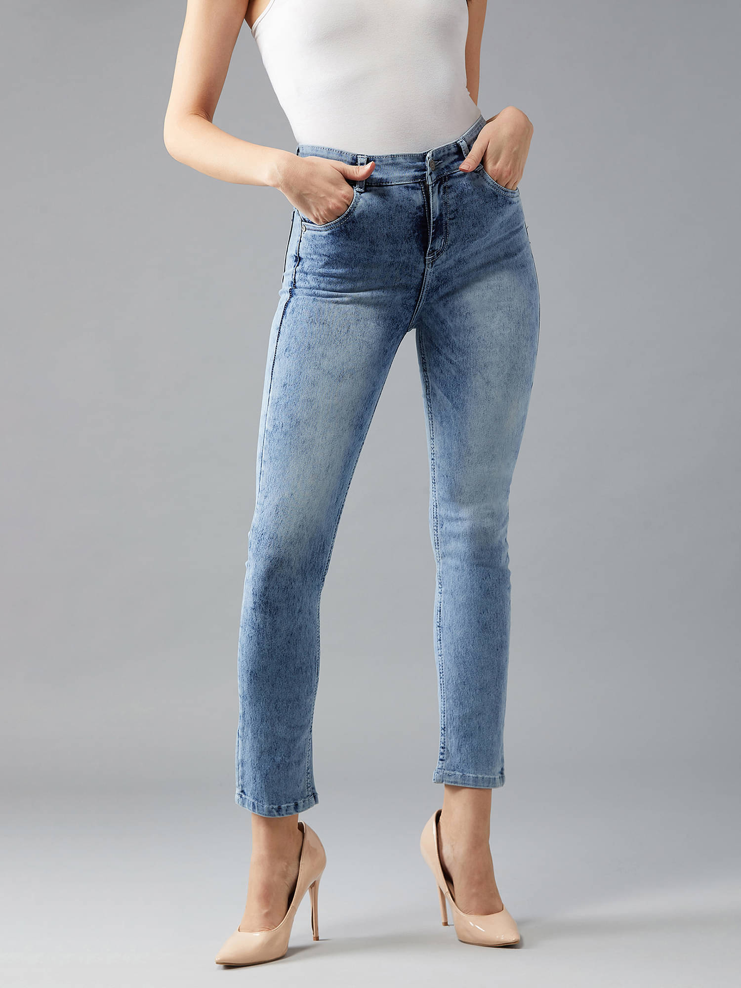     			Dolce Crudo Women's Slim Fit High-Rise Jeans ( Blue )