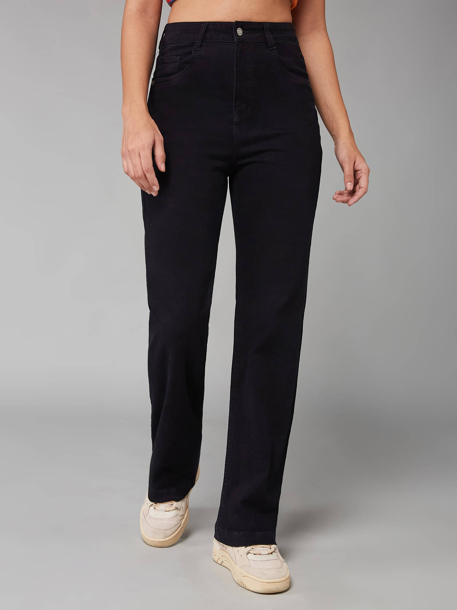     			Dolce Crudo Women's Straight Fit High-Rise Jeans ( Black )