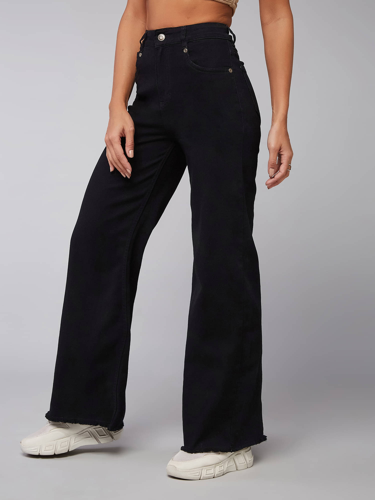     			Dolce Crudo Women's Wide Leg High-Rise Jeans ( Black )