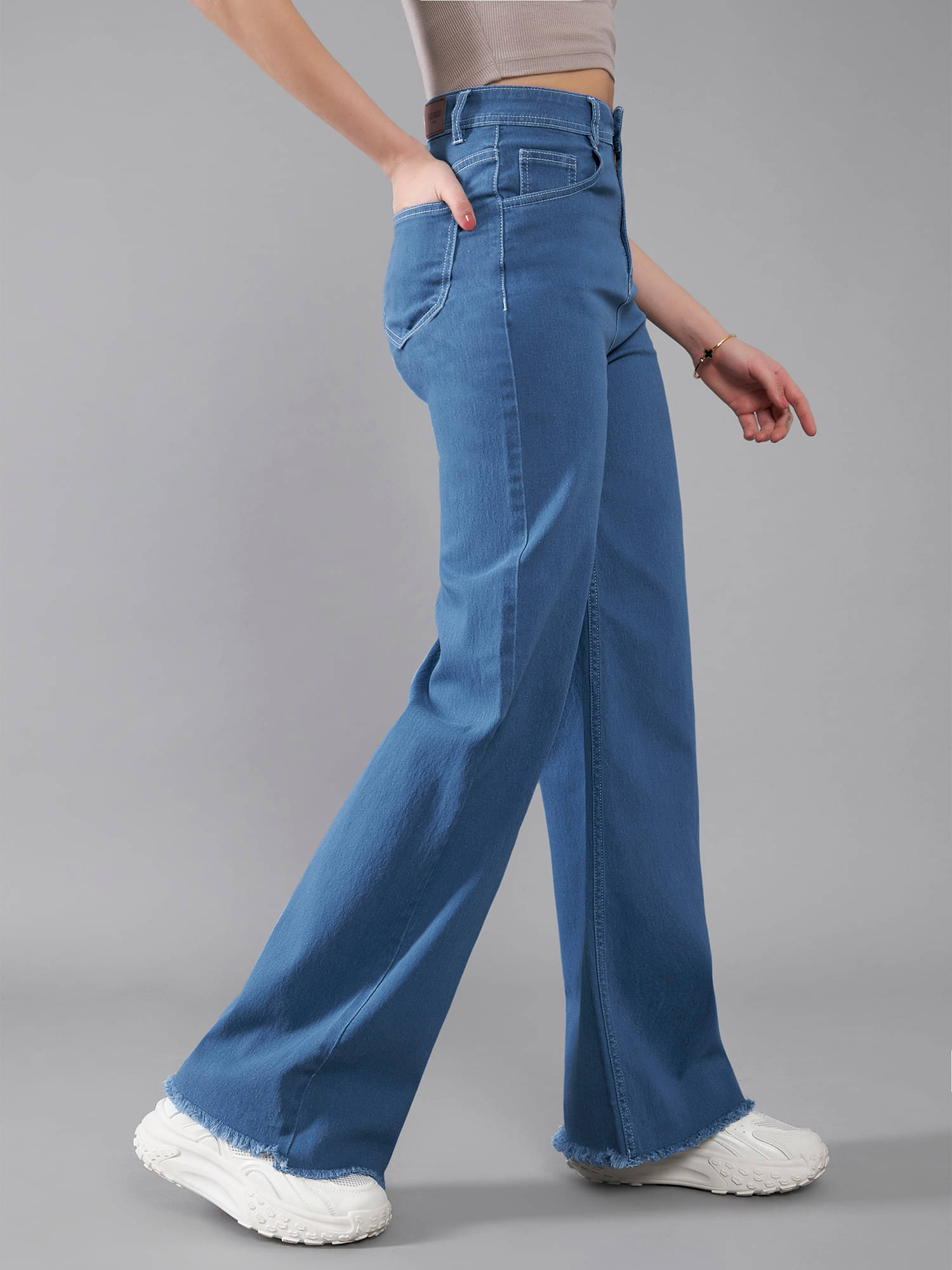     			Dolce Crudo Women's Wide Leg High-Rise Jeans ( DeepBlue )