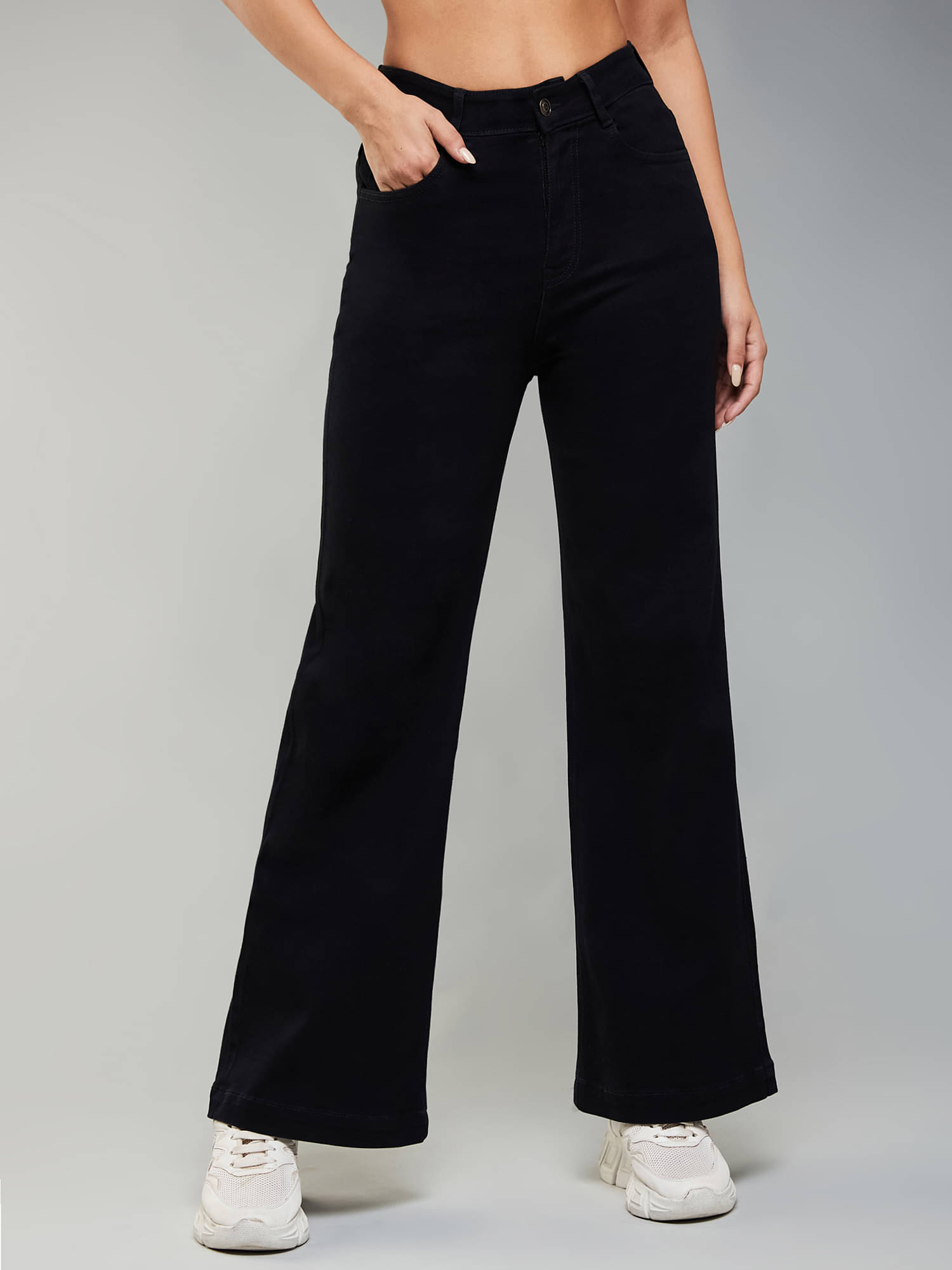     			Dolce Crudo Women's Wide Leg High-Rise Jeans ( Black )