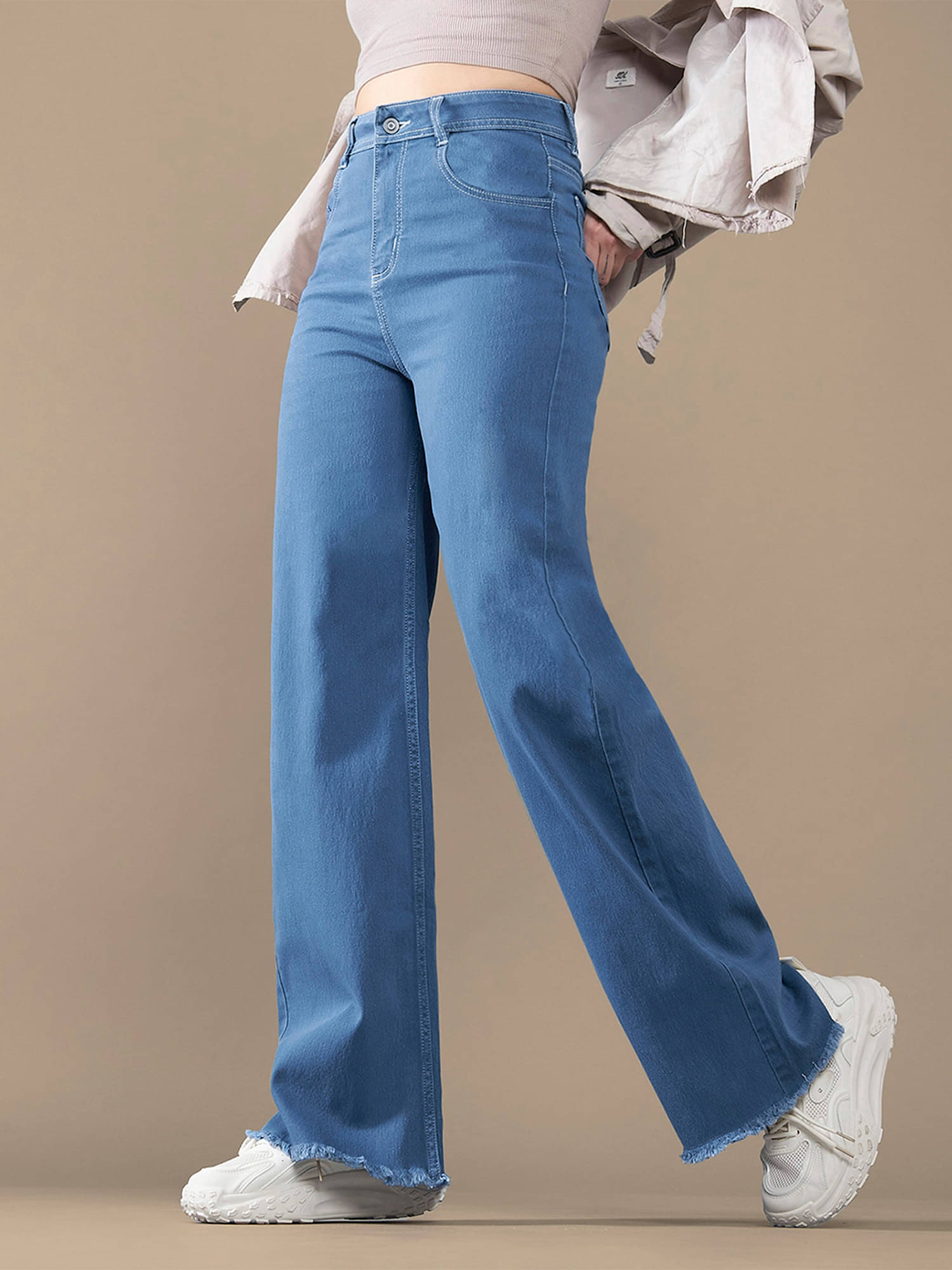     			Dolce Crudo Women's Wide Leg High-Rise Jeans ( Blue )