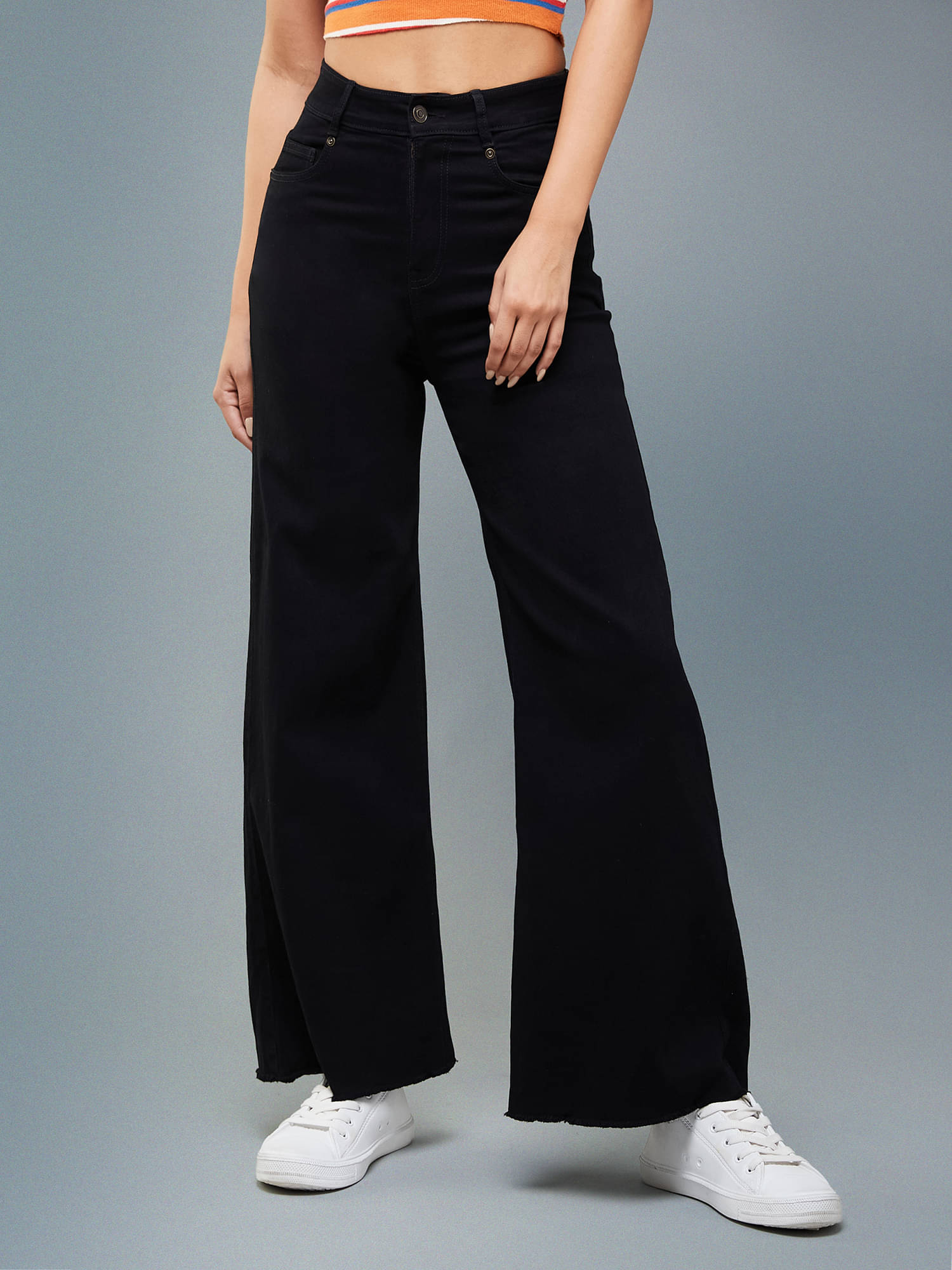     			Dolce Crudo Women's Wide Leg High-Rise Jeans ( Black )