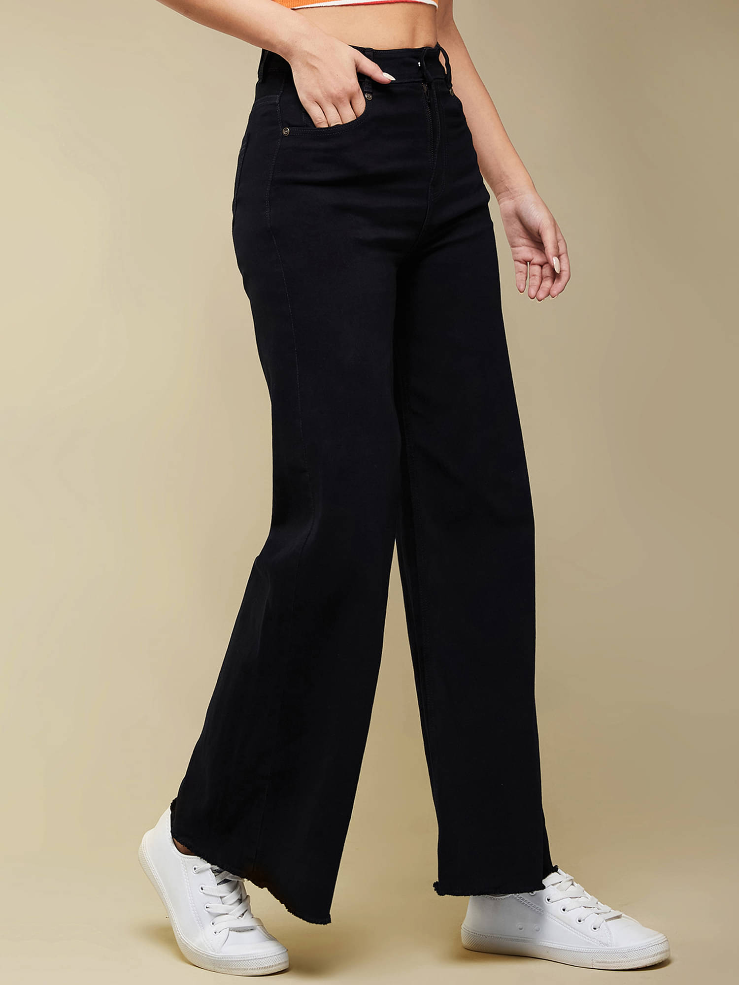     			Dolce Crudo Women's Wide Leg High-Rise Jeans ( Black )
