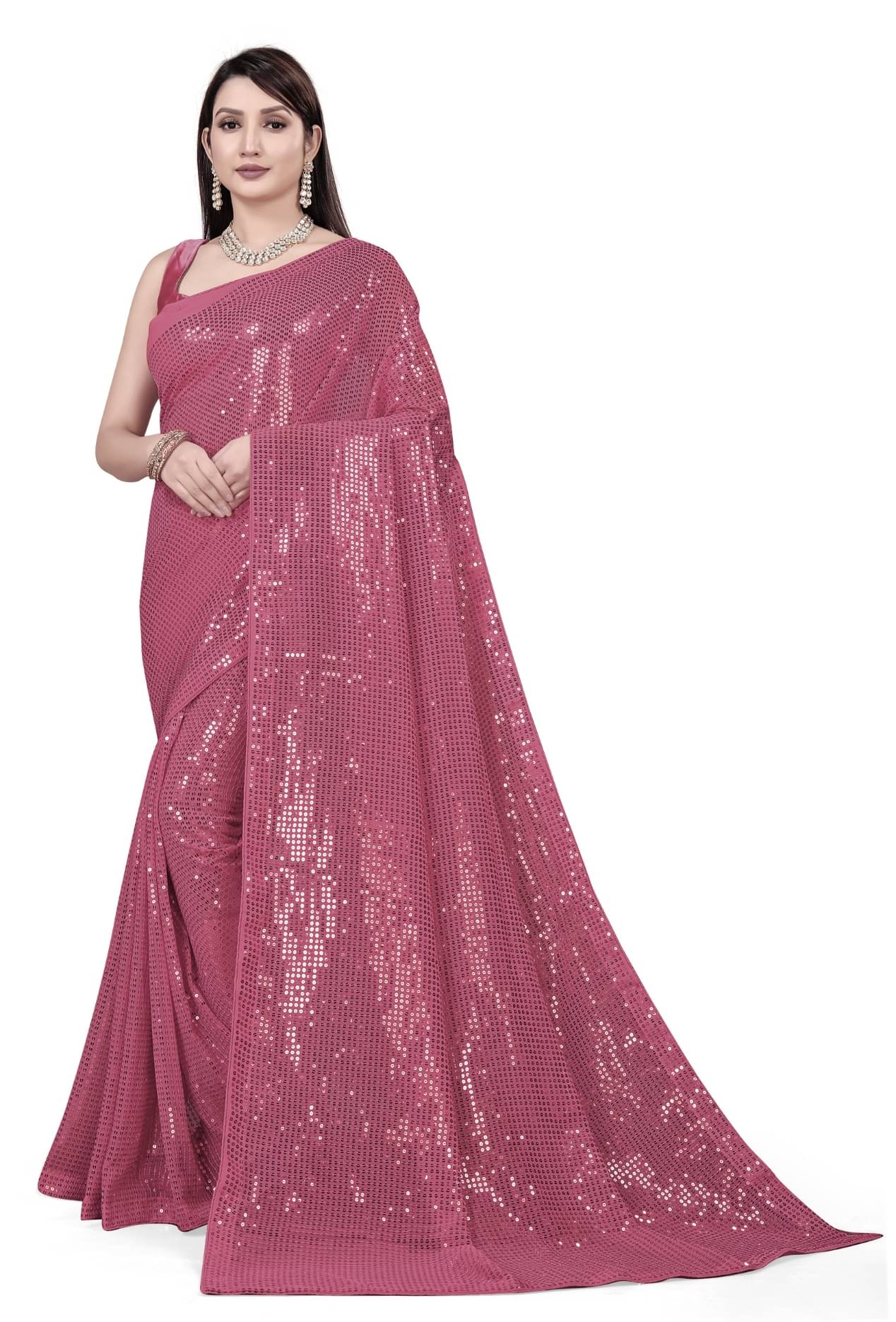     			Fabzone Silk Blend Embroidered Mangalgiri Saree With Stitched Blouse ( Magenta )