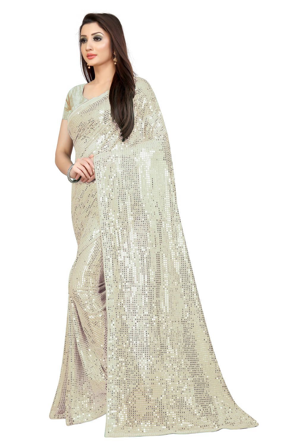     			Fabzone Silk Blend Embroidered Mangalgiri Saree With Stitched Blouse ( White )