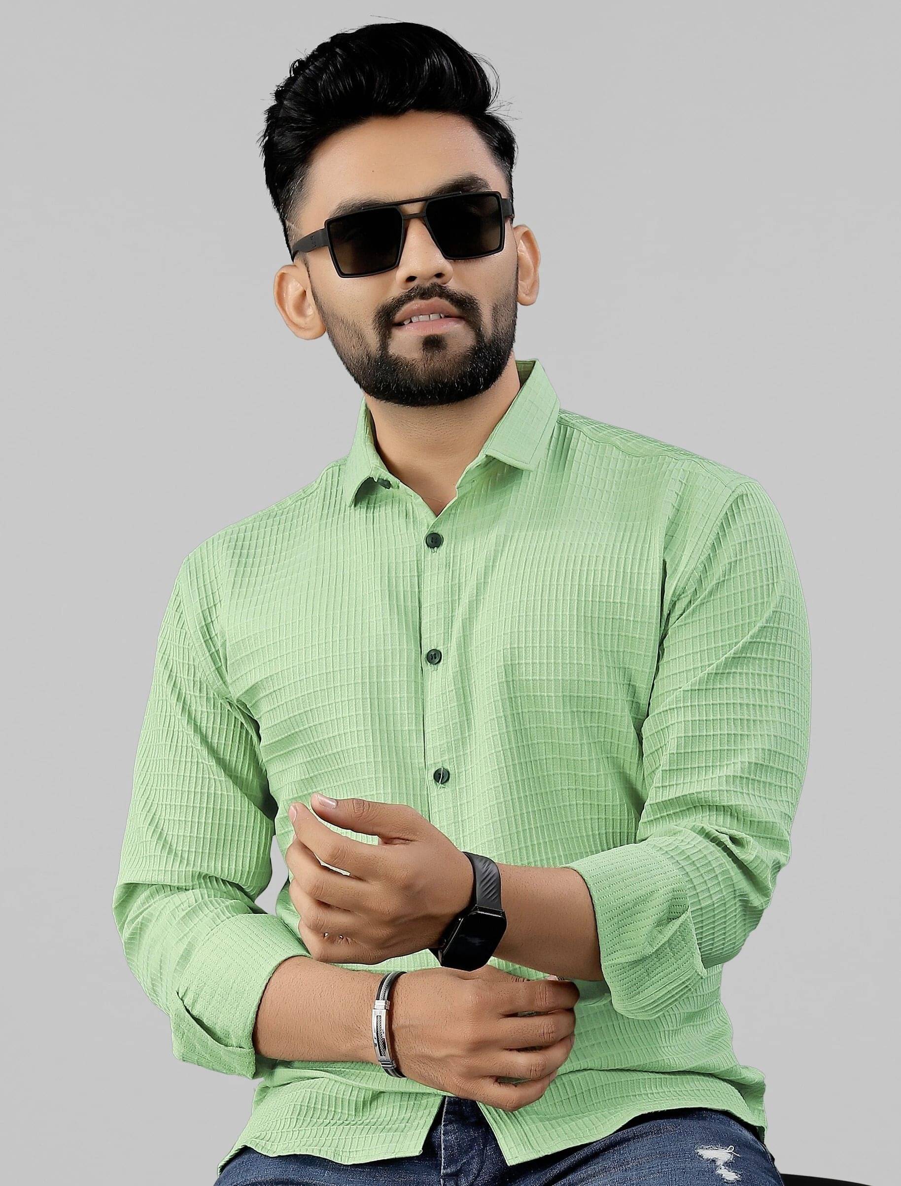 Fabzy Poly Cotton Regular Fit Self Design Full Sleeves Men's Casual Shirt - Green ( Pack of 1 )     			Fabzy Poly Cotton Regular Fit Self Design Full Sleeves Men's Casual Shirt - Green ( Pack of 1 )