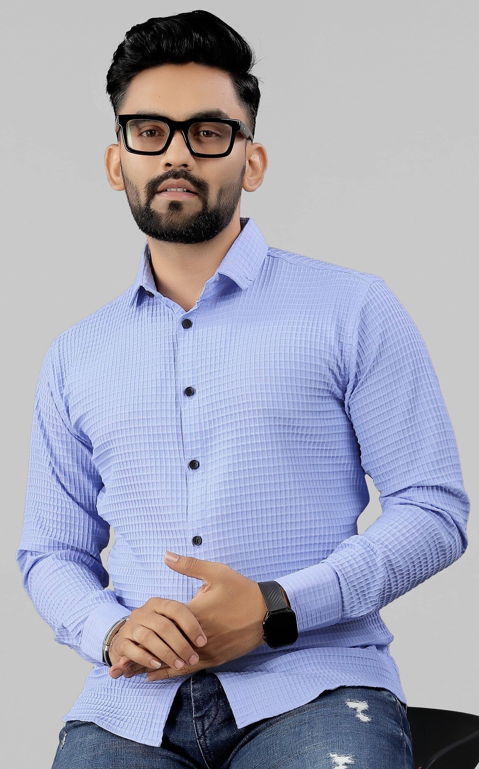     			Fabzy Poly Cotton Regular Fit Self Design Full Sleeves Men's Casual Shirt - Purple ( Pack of 1 )