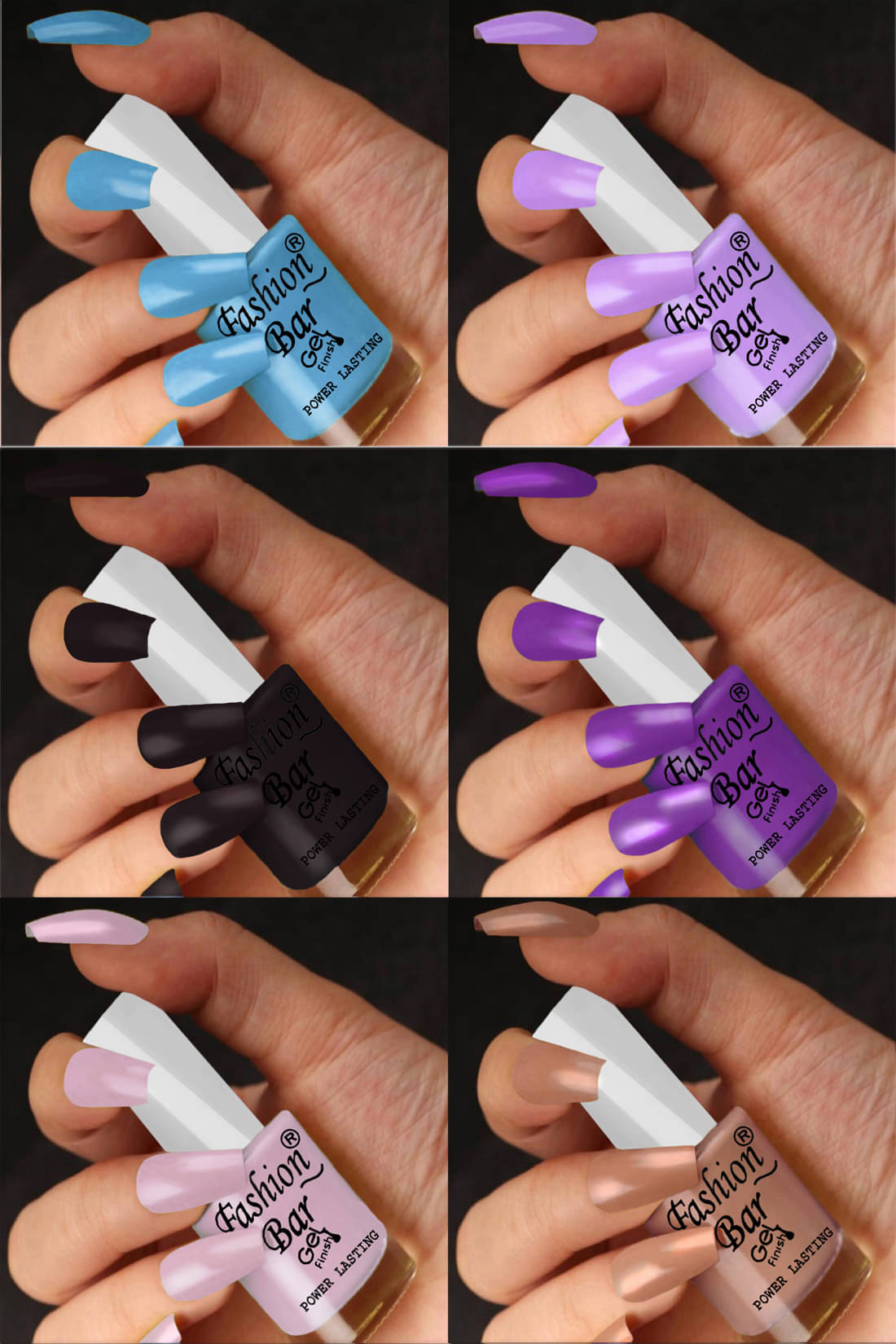     			Fashion Bar Multi Nail Polish 36 ( Pack of 6 )