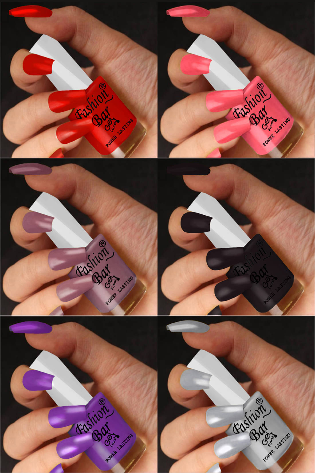     			Fashion Bar Multi Nail Polish 36 ( Pack of 6 )