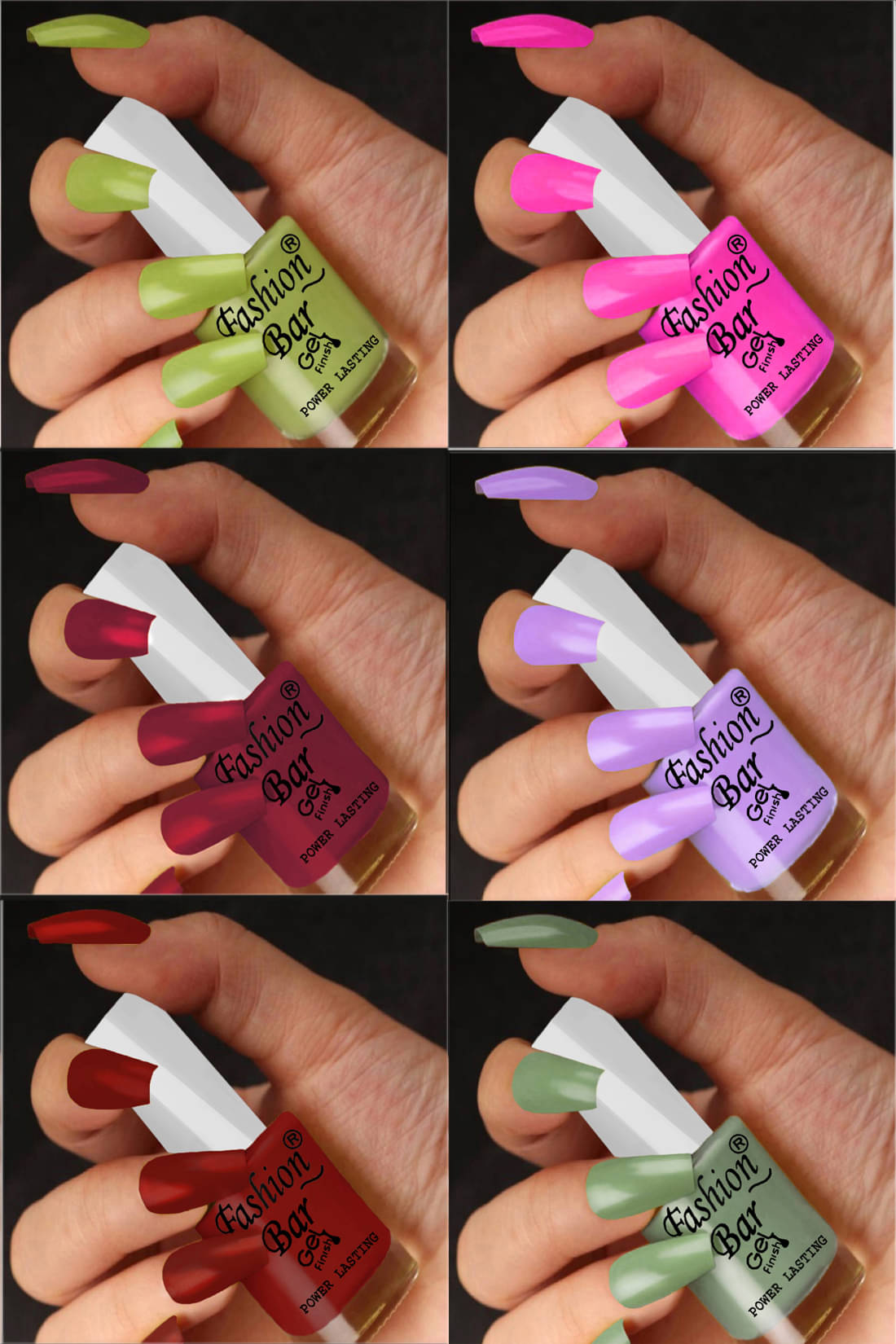     			Fashion Bar Multi Nail Polish 36 ( Pack of 6 )