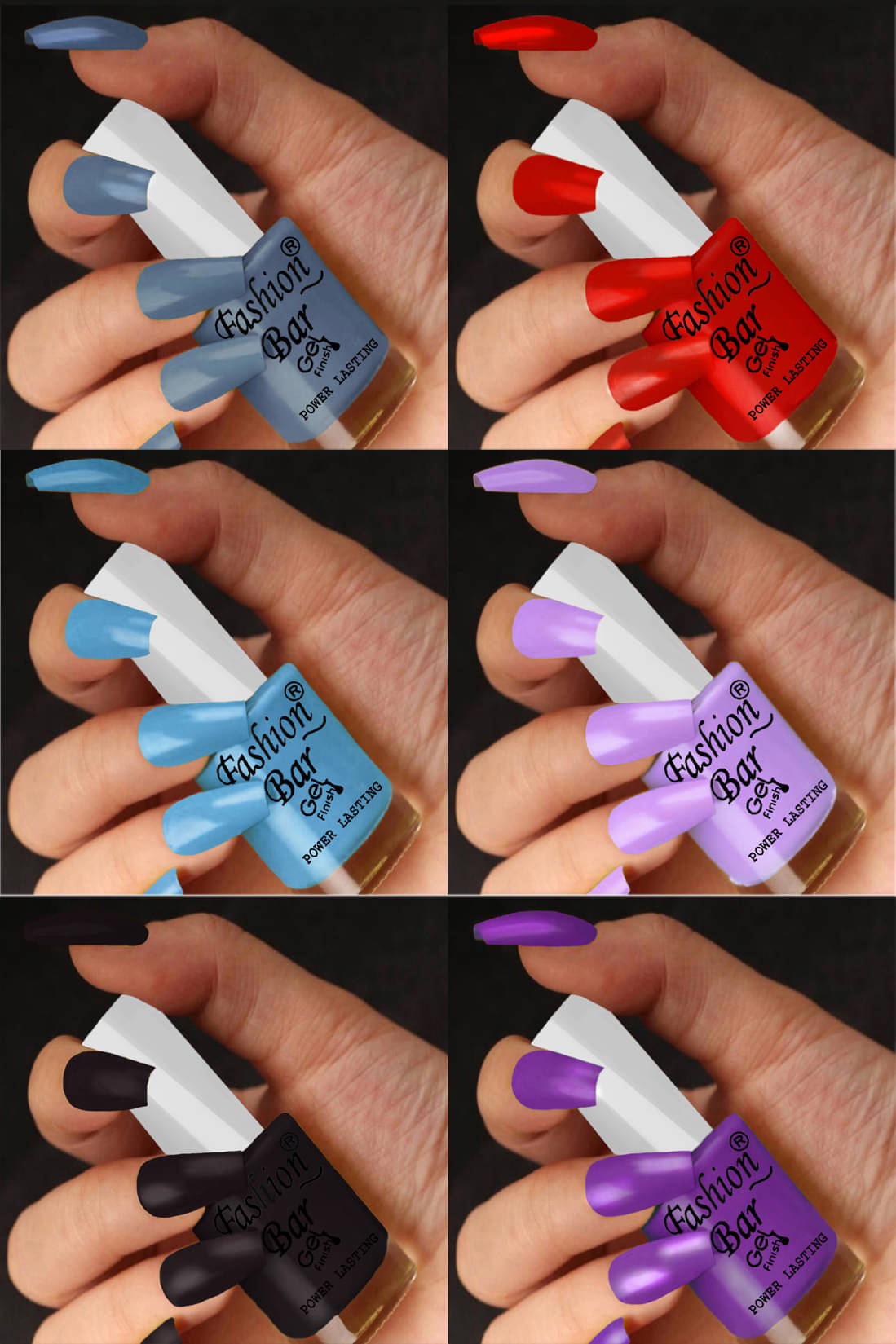     			Fashion Bar Multi Nail Polish 36 ( Pack of 6 )