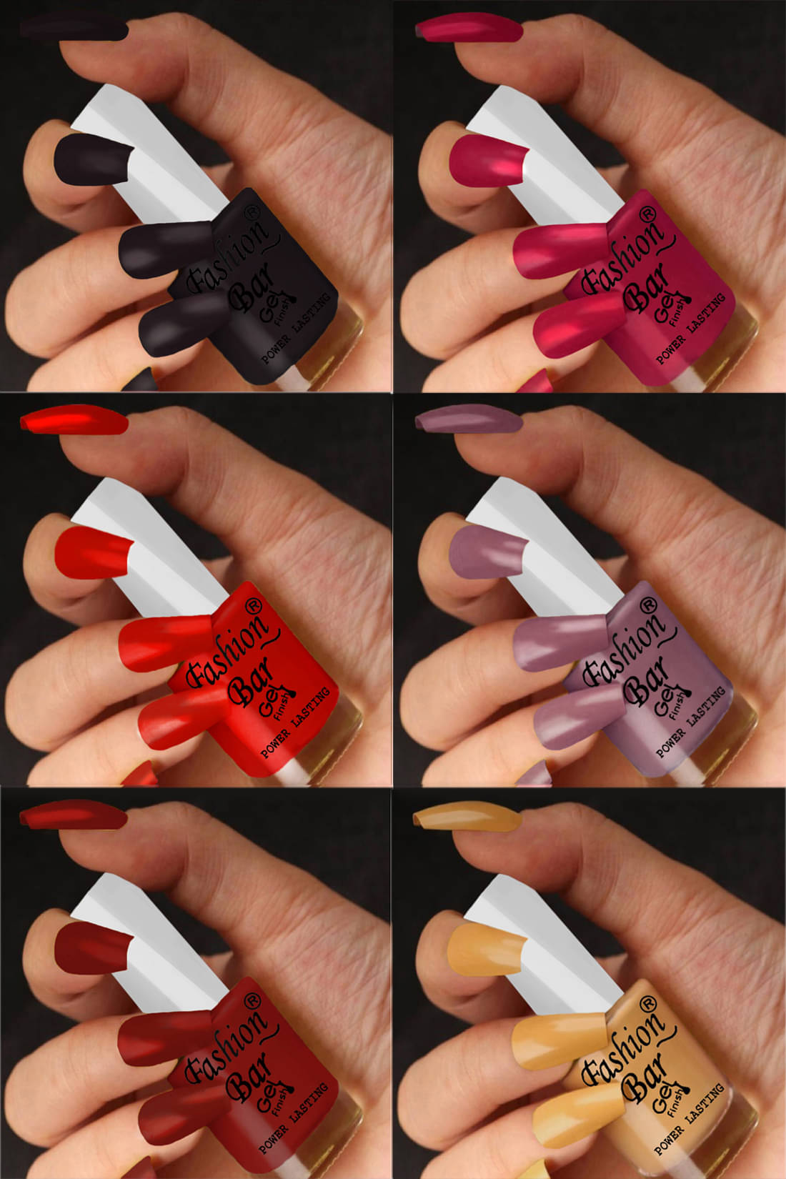     			Fashion Bar Multi Nail Polish 36 ( Pack of 6 )