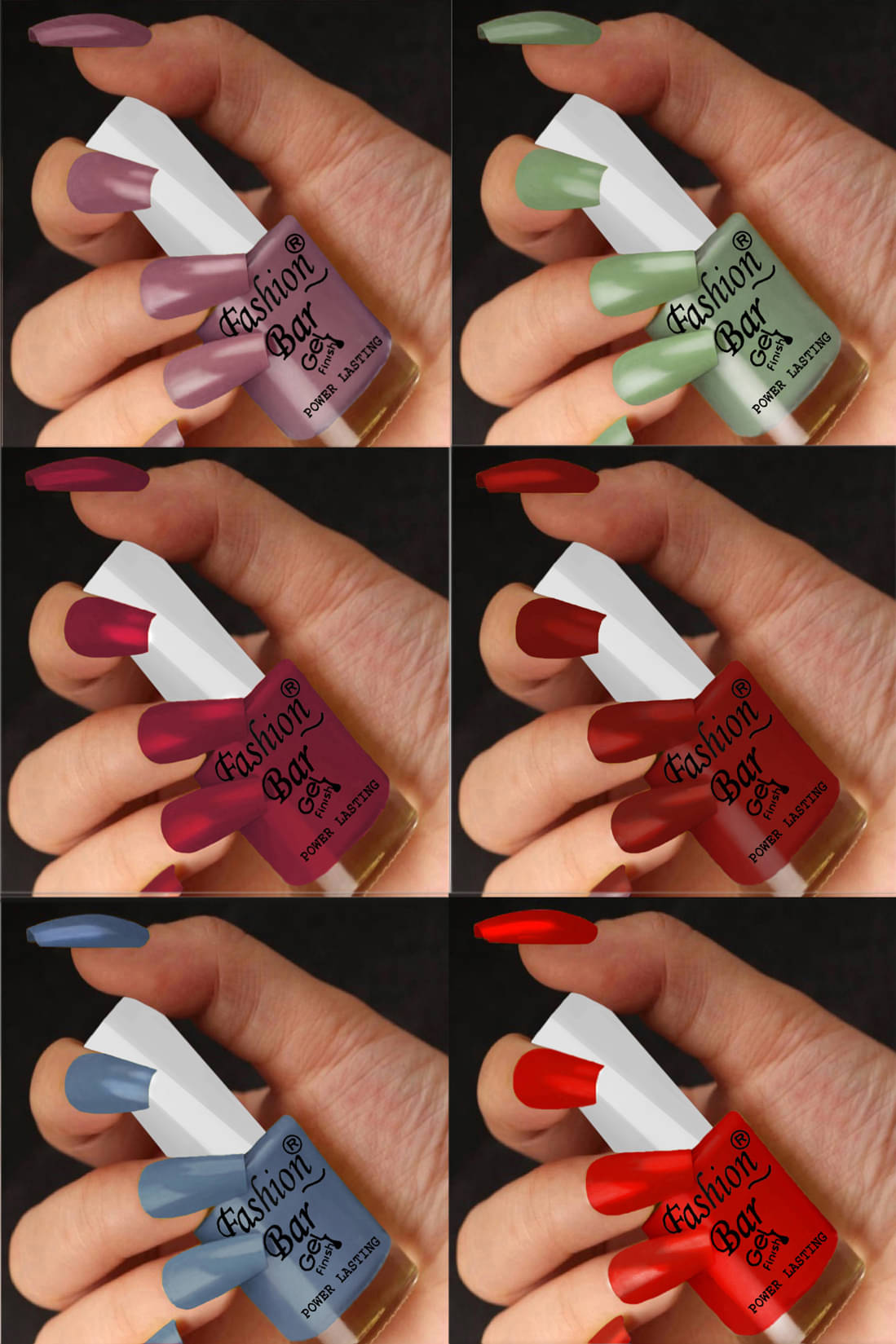     			Fashion Bar Multi Nail Polish 36 ( Pack of 6 )