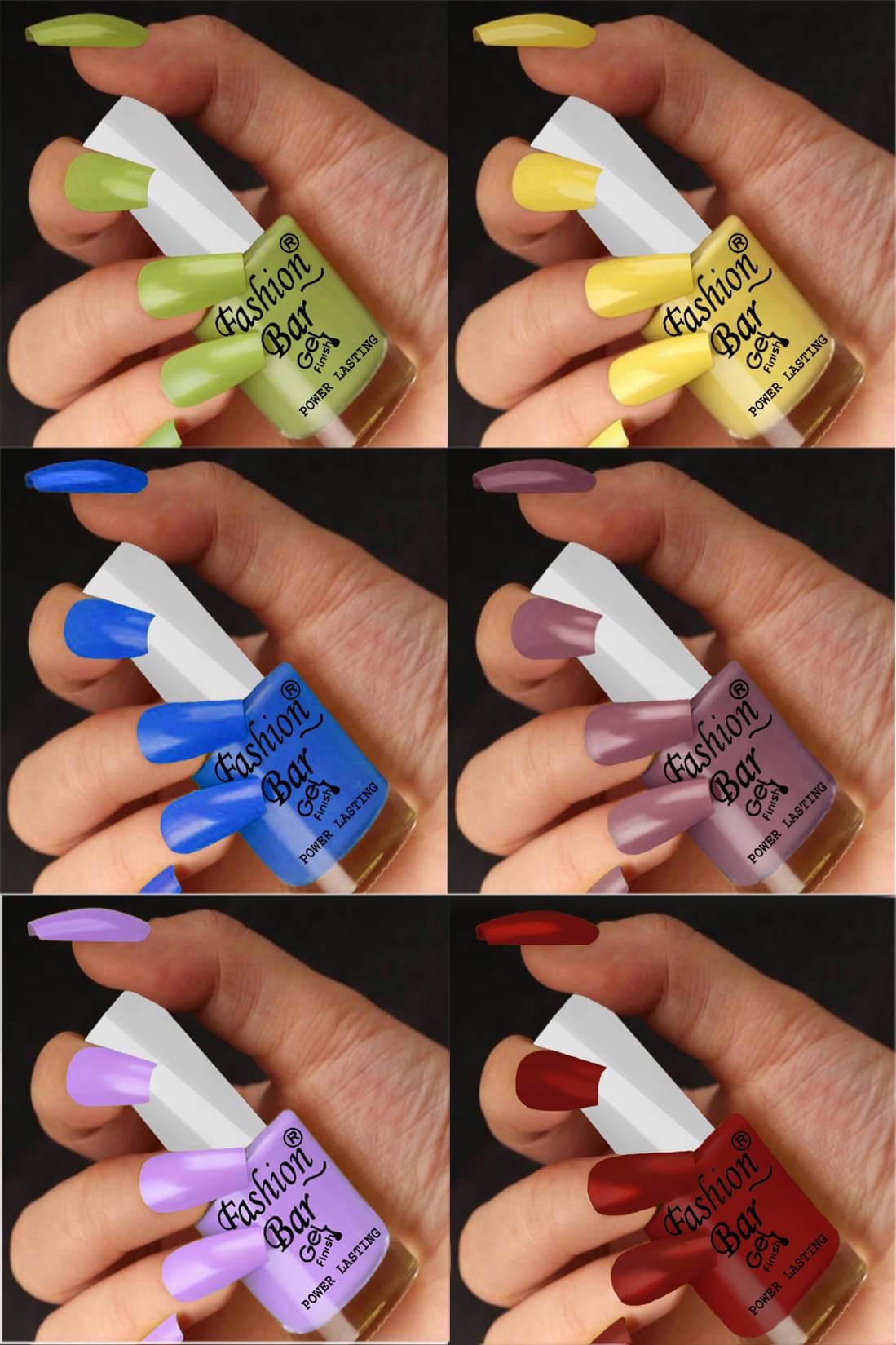     			Fashion Bar Multi Nail Polish 36 ( Pack of 6 )