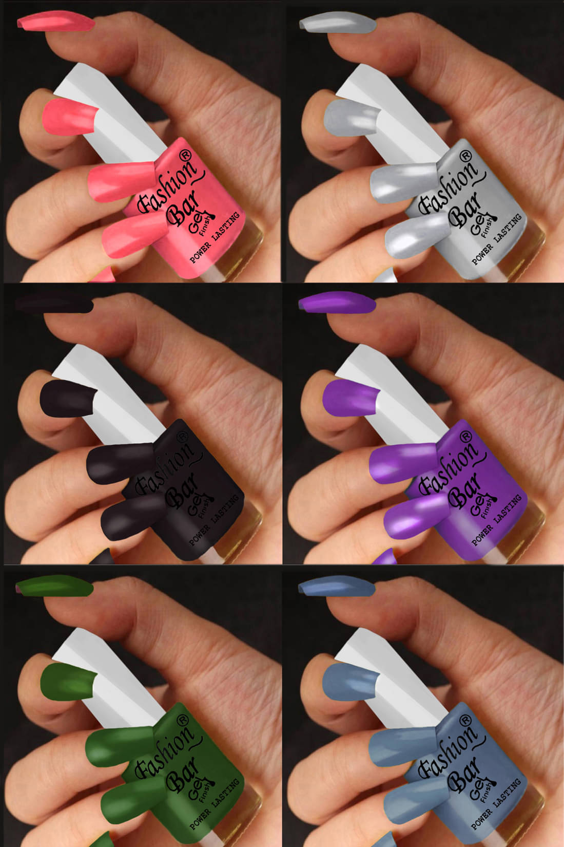     			Fashion Bar Multi Nail Polish 36 ( Pack of 6 )