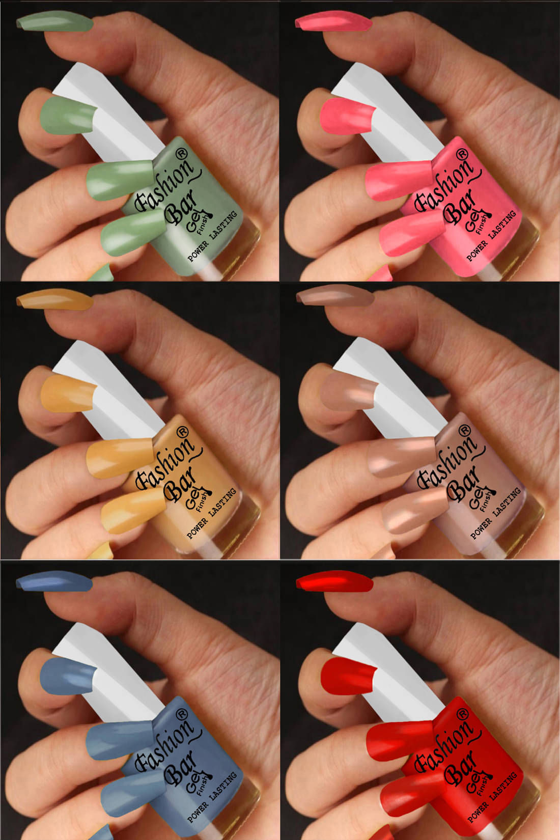     			Fashion Bar Multi Nail Polish 36 ( Pack of 6 )