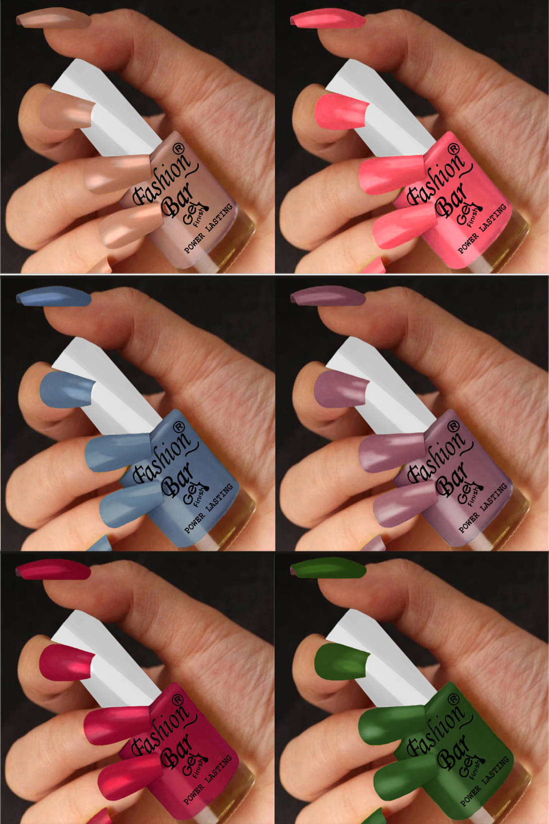     			Fashion Bar Multi Nail Polish 36 ( Pack of 6 )